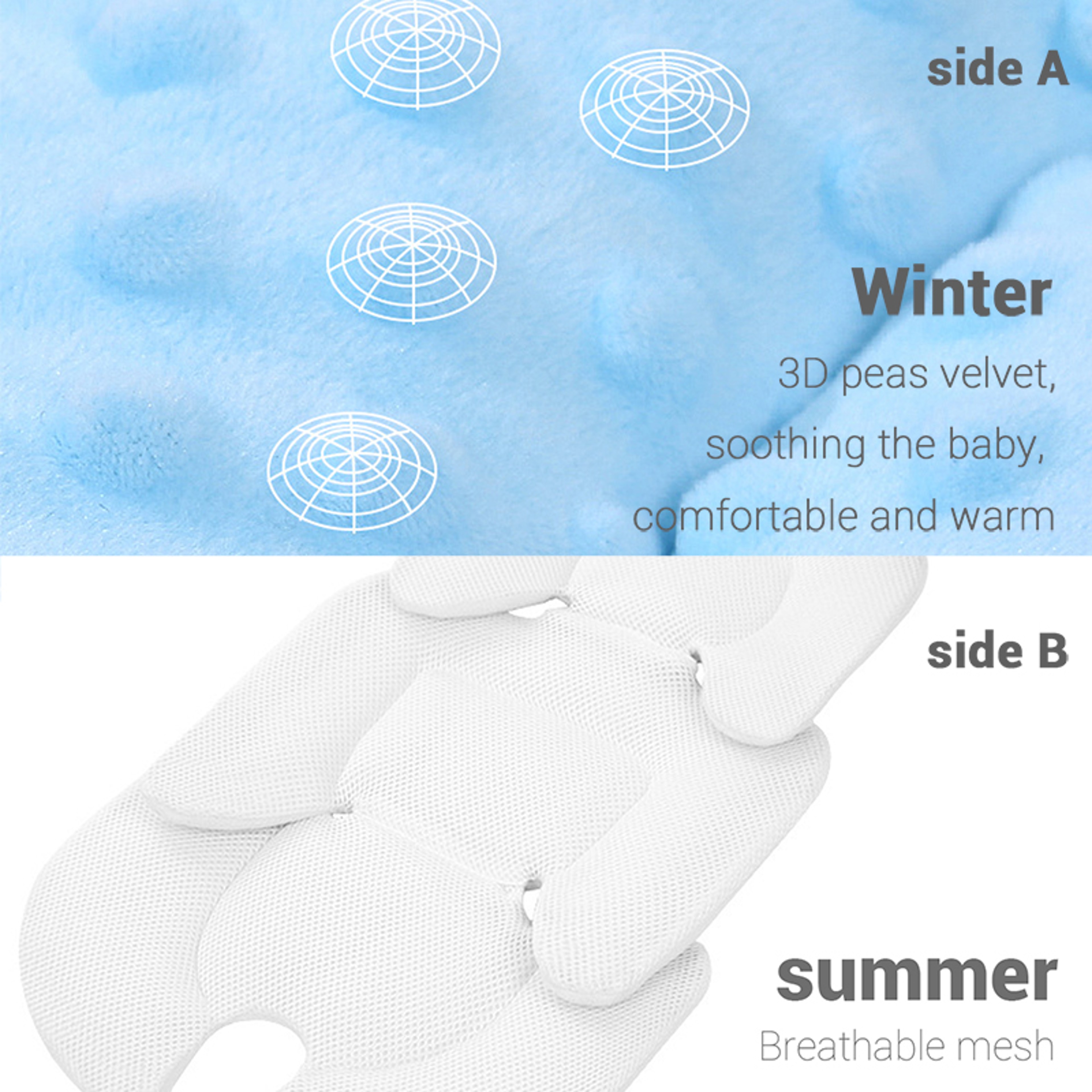 Thermal Mattress Mesh, Four Seasons Baby Stroller Cushion, Breathable 2 Side Available, Infant Car Seat Insert Stroller – view 4