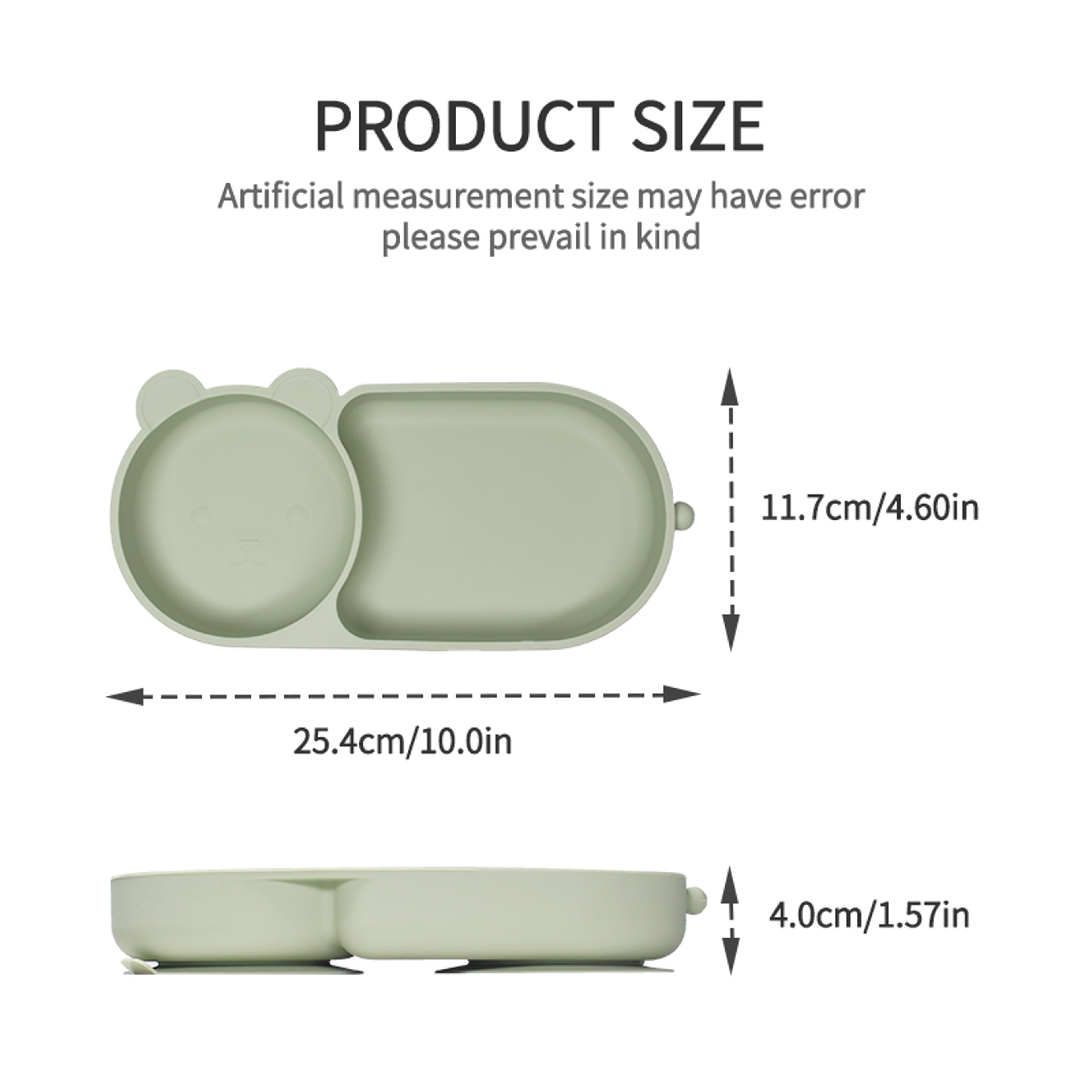 Cute Bear Baby Bowl Food Grade Silicone Double Plate For Meals Macaron Color Suction Cup Bowl 4