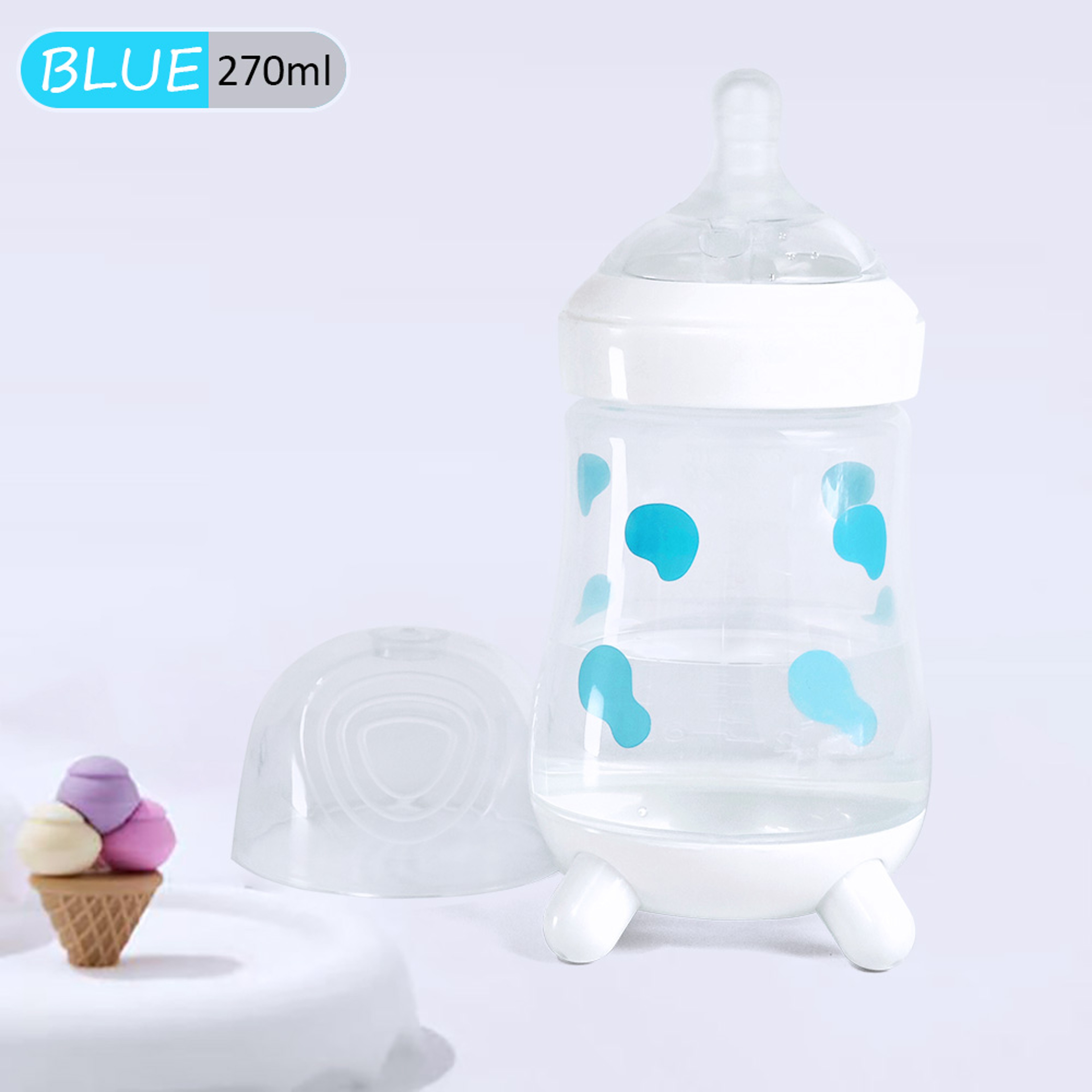 Silicone Replacement Nipple Baby Bottle Cute Cow Shaped AntiBloating PP Bottle For Babies 4