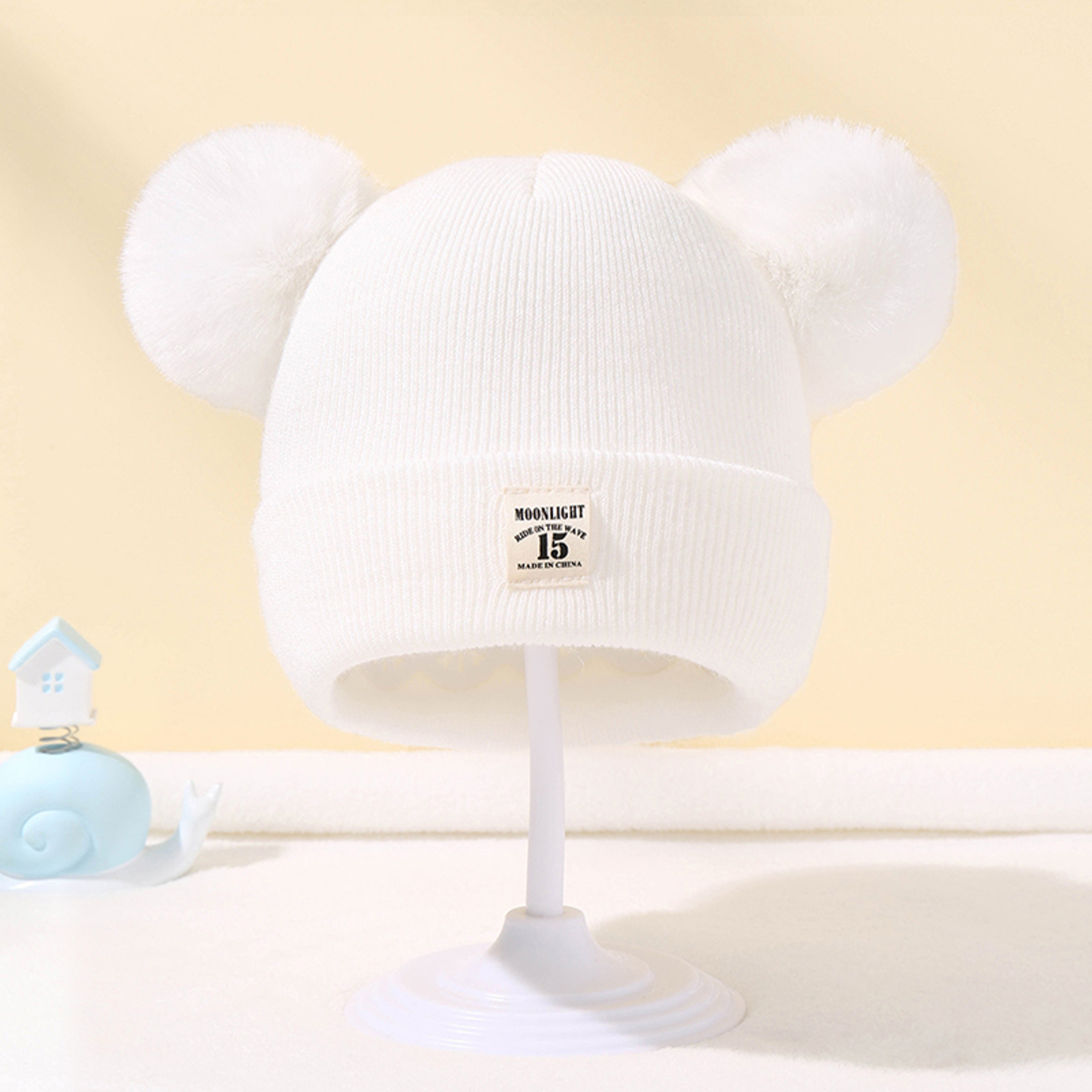Knitted Baby Hat With Pom Pom For Boys And Girls Solid Color Winter Beanie 03 Years Old Comfortable 1
