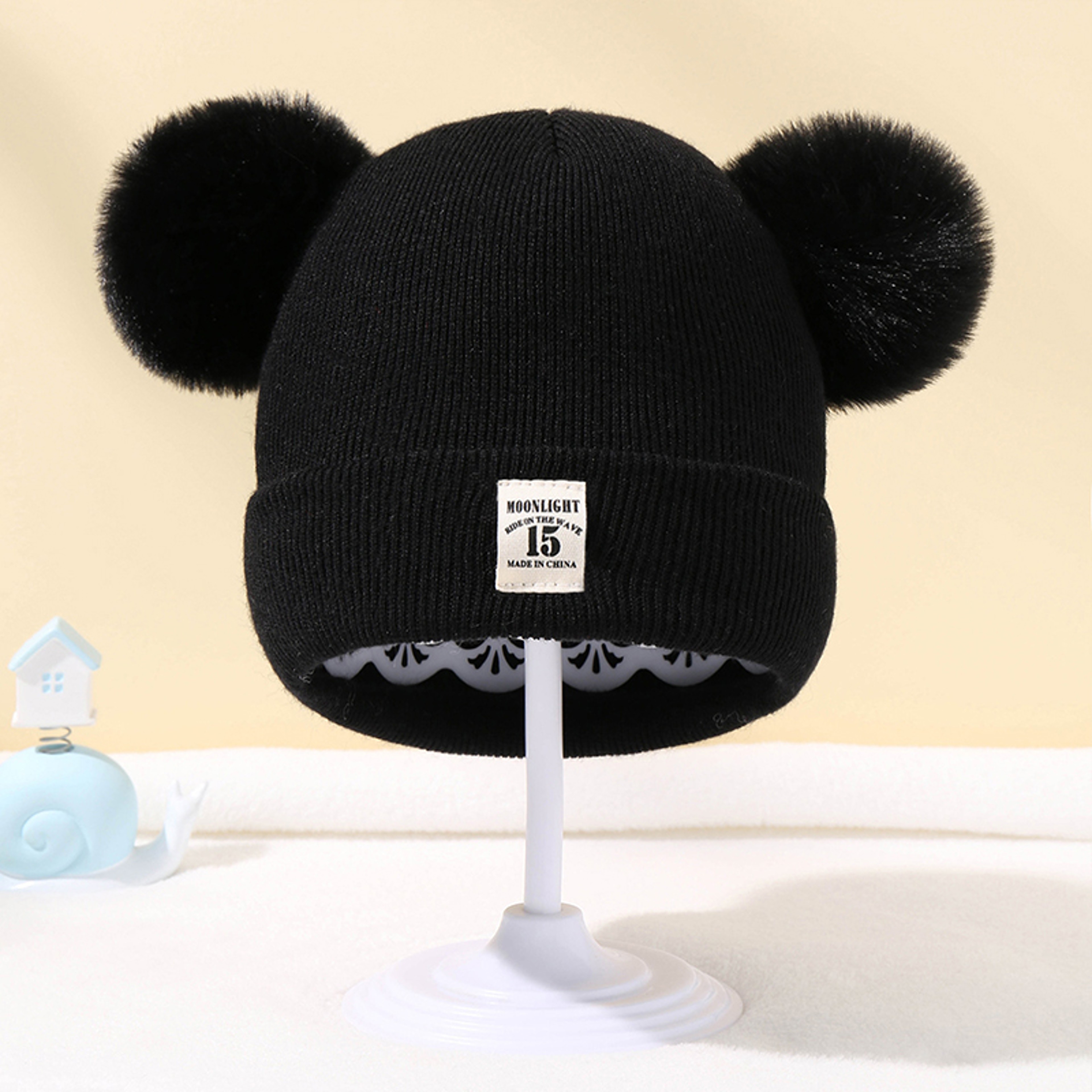 Knitted Baby Hat With Pom Pom For Boys And Girls Solid Color Winter Beanie 03 Years Old Comfortable 2