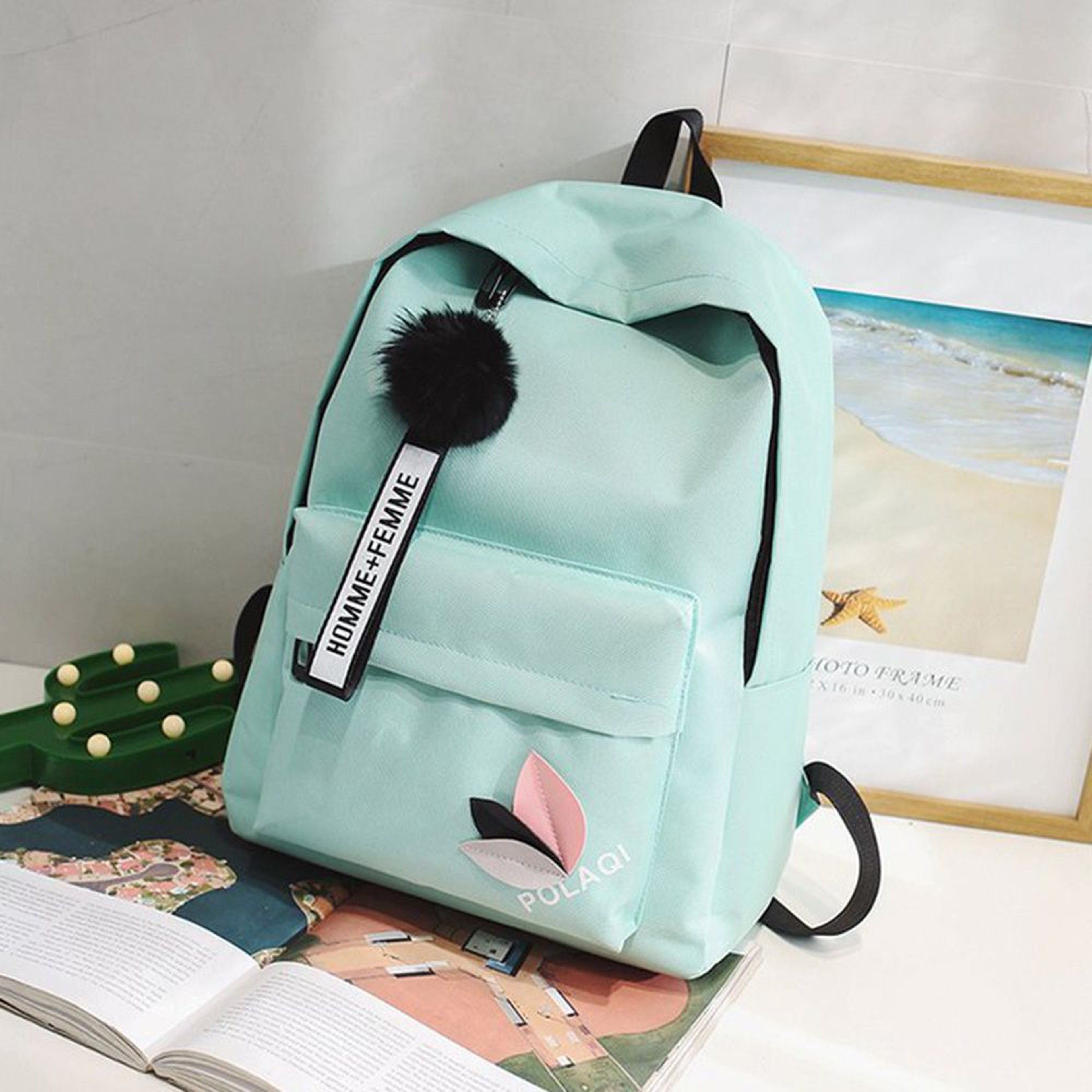 Large Capacity Rucksack Printed Leaves Backpack Simple Student Schoolbag Female Shoulder Bag Portab 2