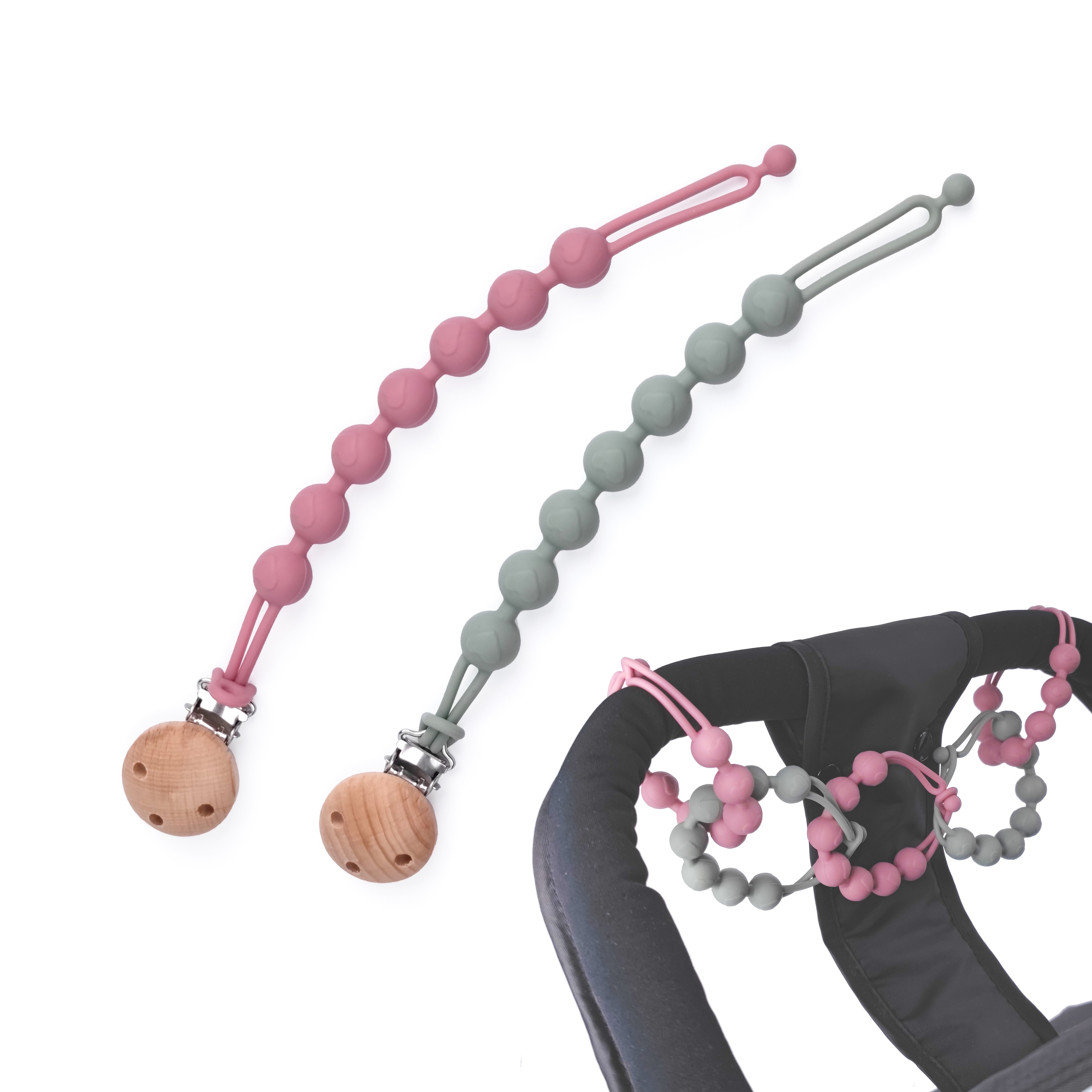 Lovely Heart Shape Pacifier Chain For Baby Silicone Dummy Clip Wood Baby Pacifier Chain With Cute H 3
