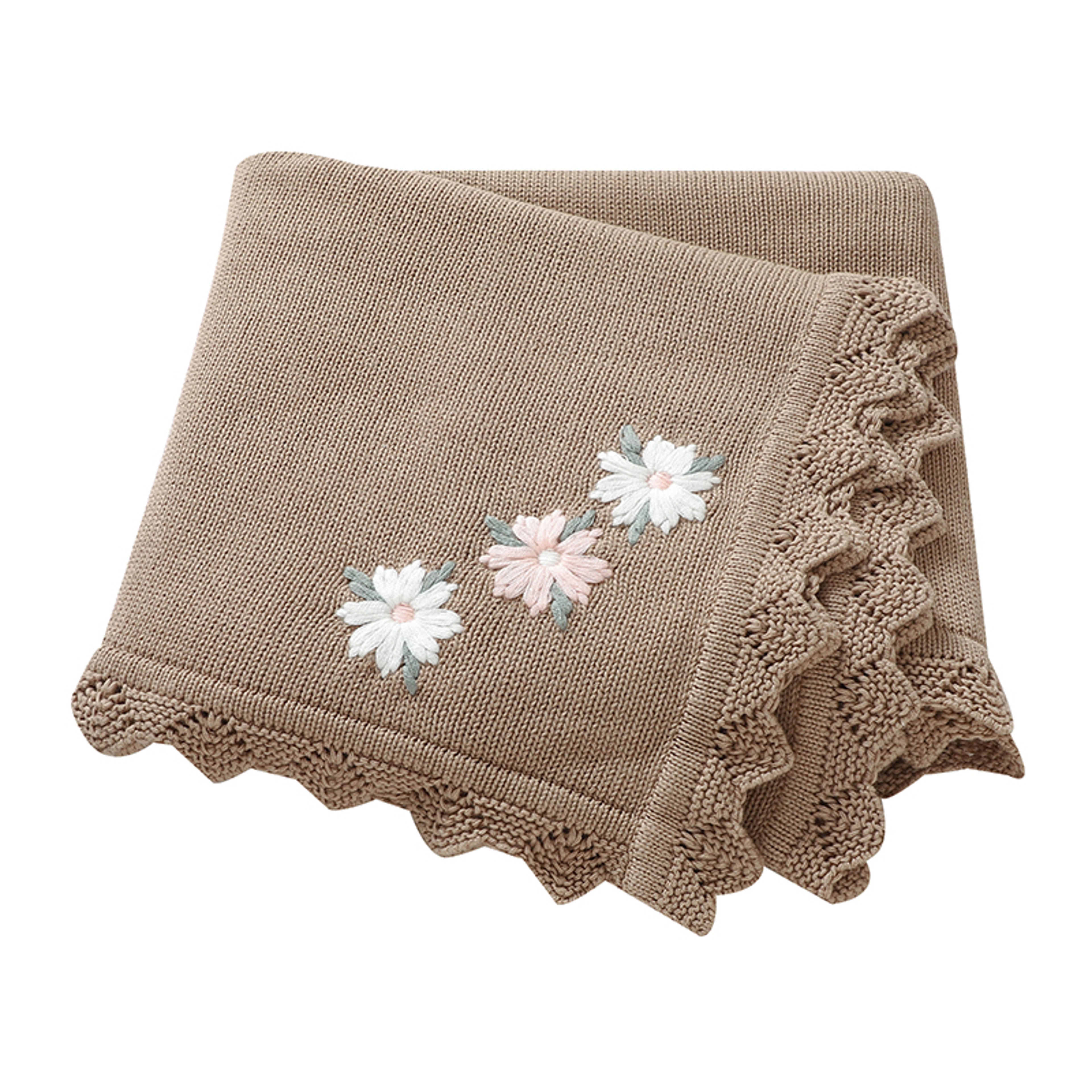 Knitted Baby Cotton Blankets With Floral Embroidery Stroller Bedding For Newborns Infant Receiving  5