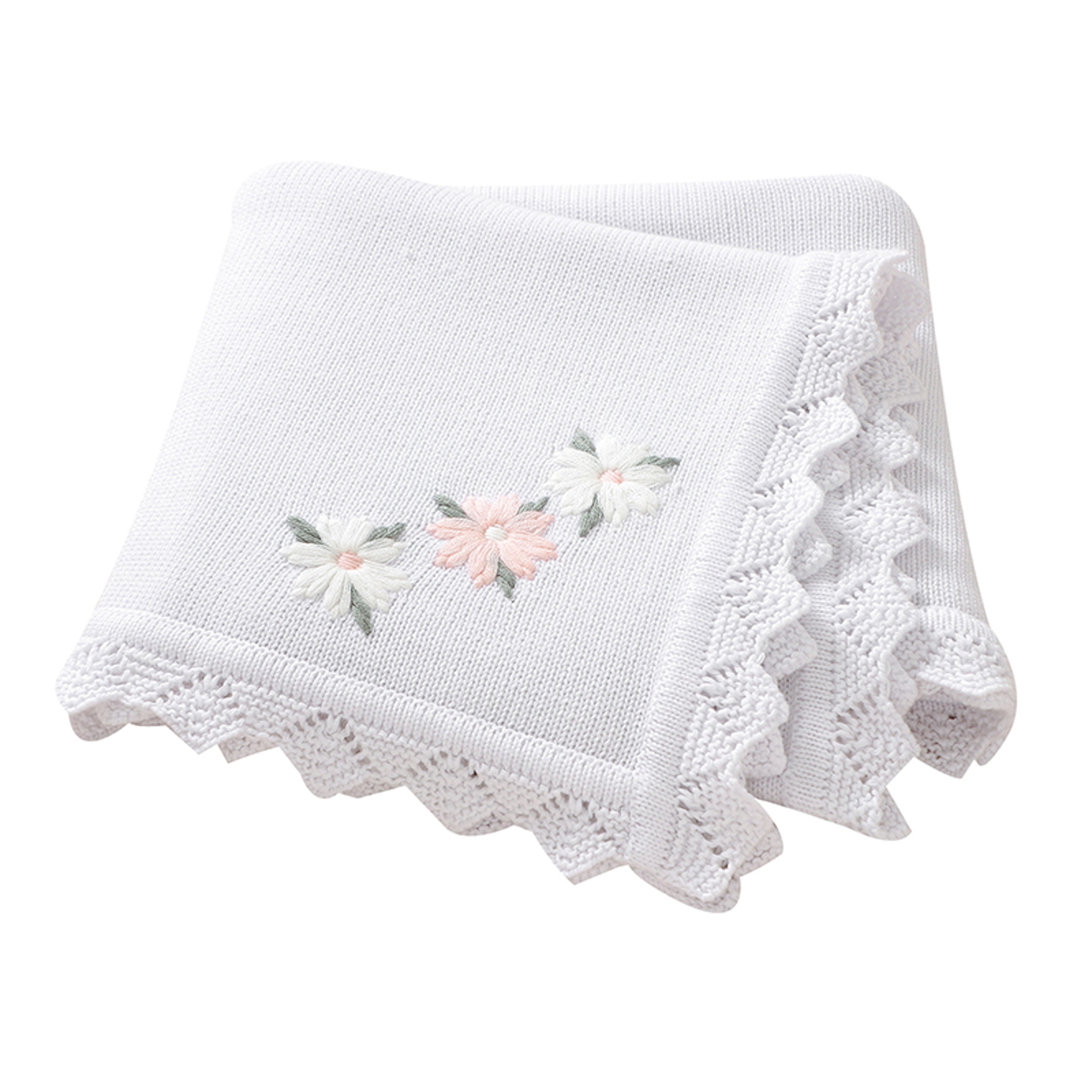 Knitted Baby Cotton Blankets With Floral Embroidery Stroller Bedding For Newborns Infant Receiving  10