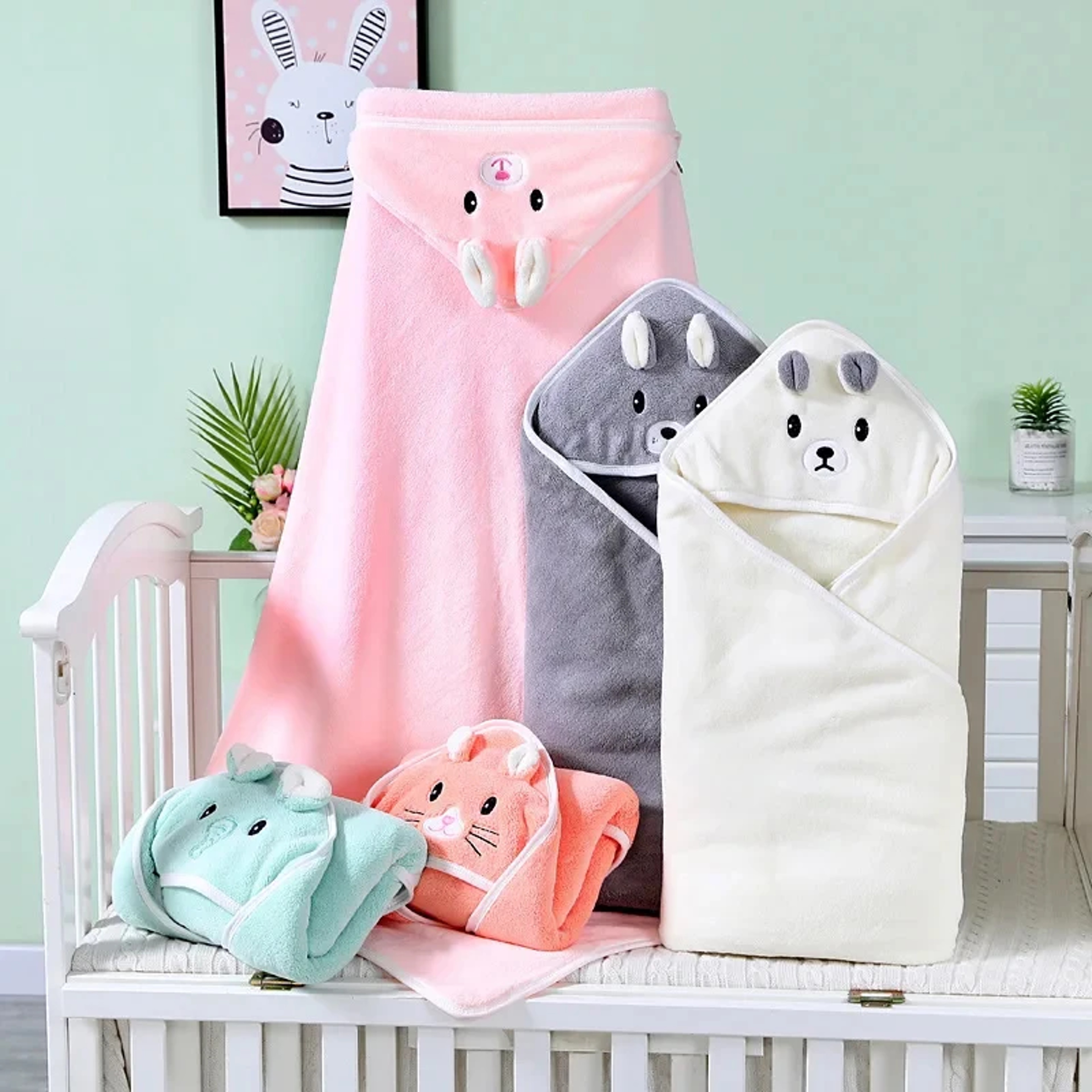 Toddler Bathrobe Warm Sleeping Swaddle Wrap Baby Hooded Towel 2