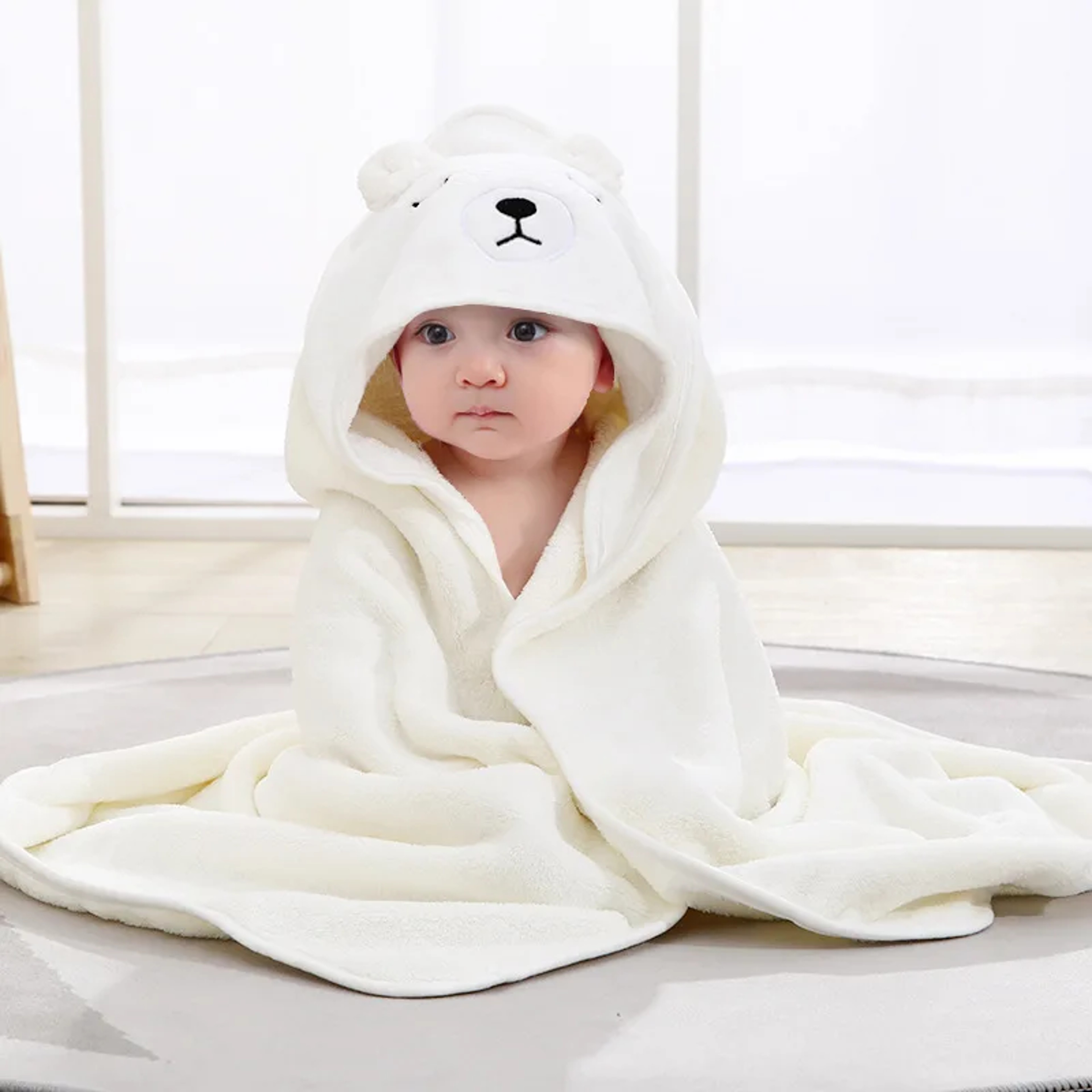 Toddler Bathrobe Warm Sleeping Swaddle Wrap Baby Hooded Towel 10