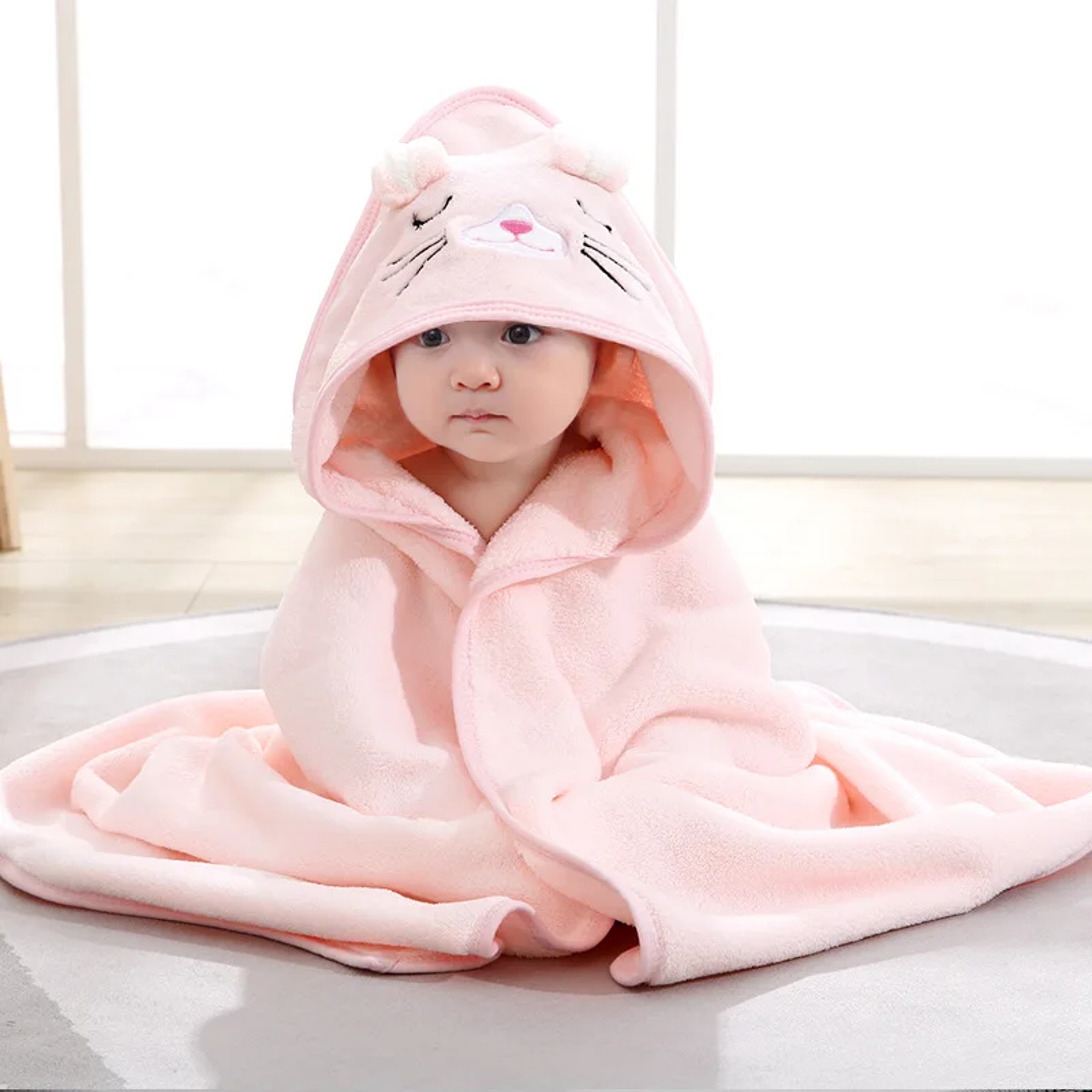 Toddler Bathrobe Warm Sleeping Swaddle Wrap Baby Hooded Towel 12