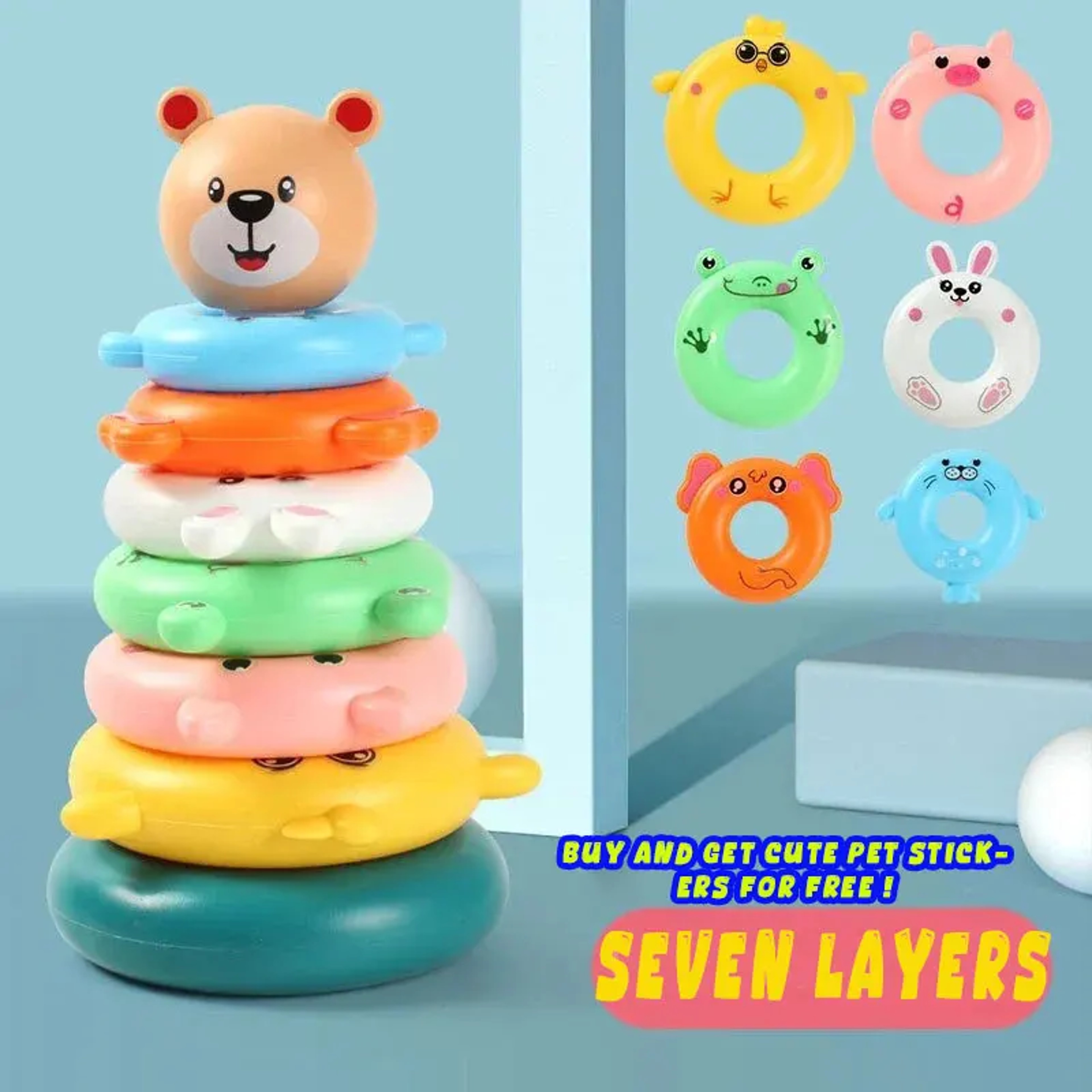 Kids Gift Educational Puzzle Pyramid Tower Cup Stacking Toy Beach Bathtub Toy For Kids 3
