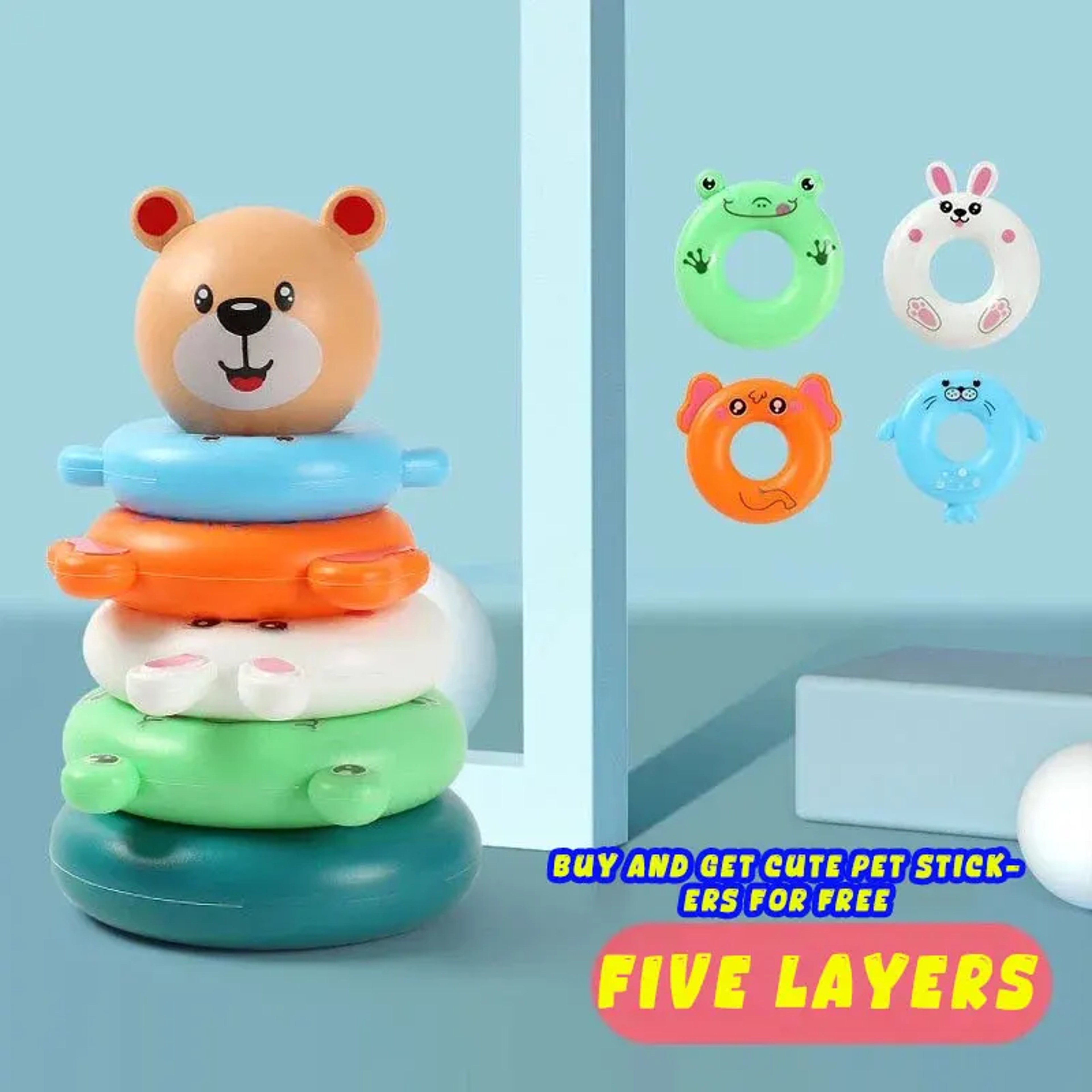Kids Gift Educational Puzzle Pyramid Tower Cup Stacking Toy Beach Bathtub Toy For Kids 4