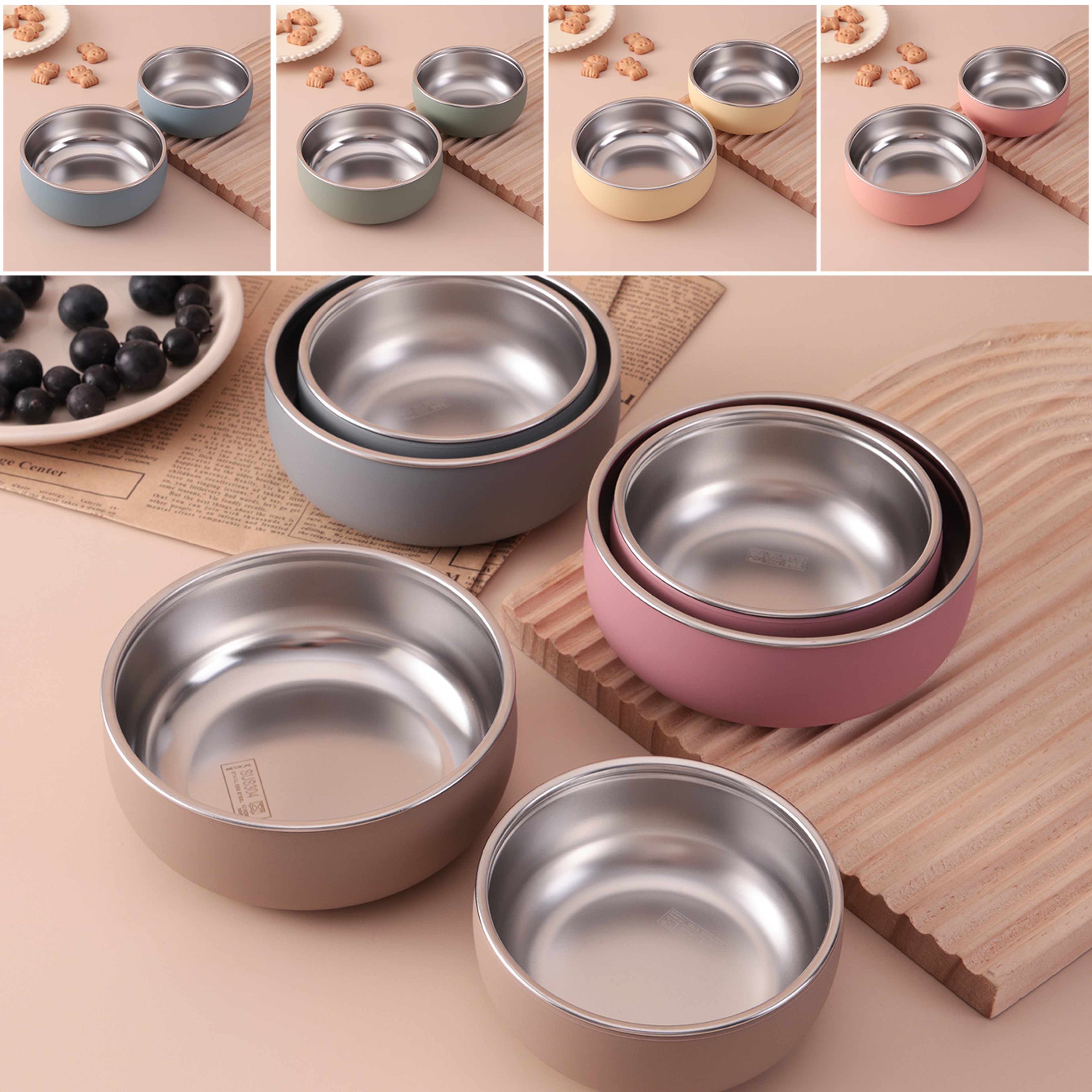 Kids Dinnerware Set BPAFree Silicone Food Dish Plate Stainless Steel Bowl For Baby Feeding 1