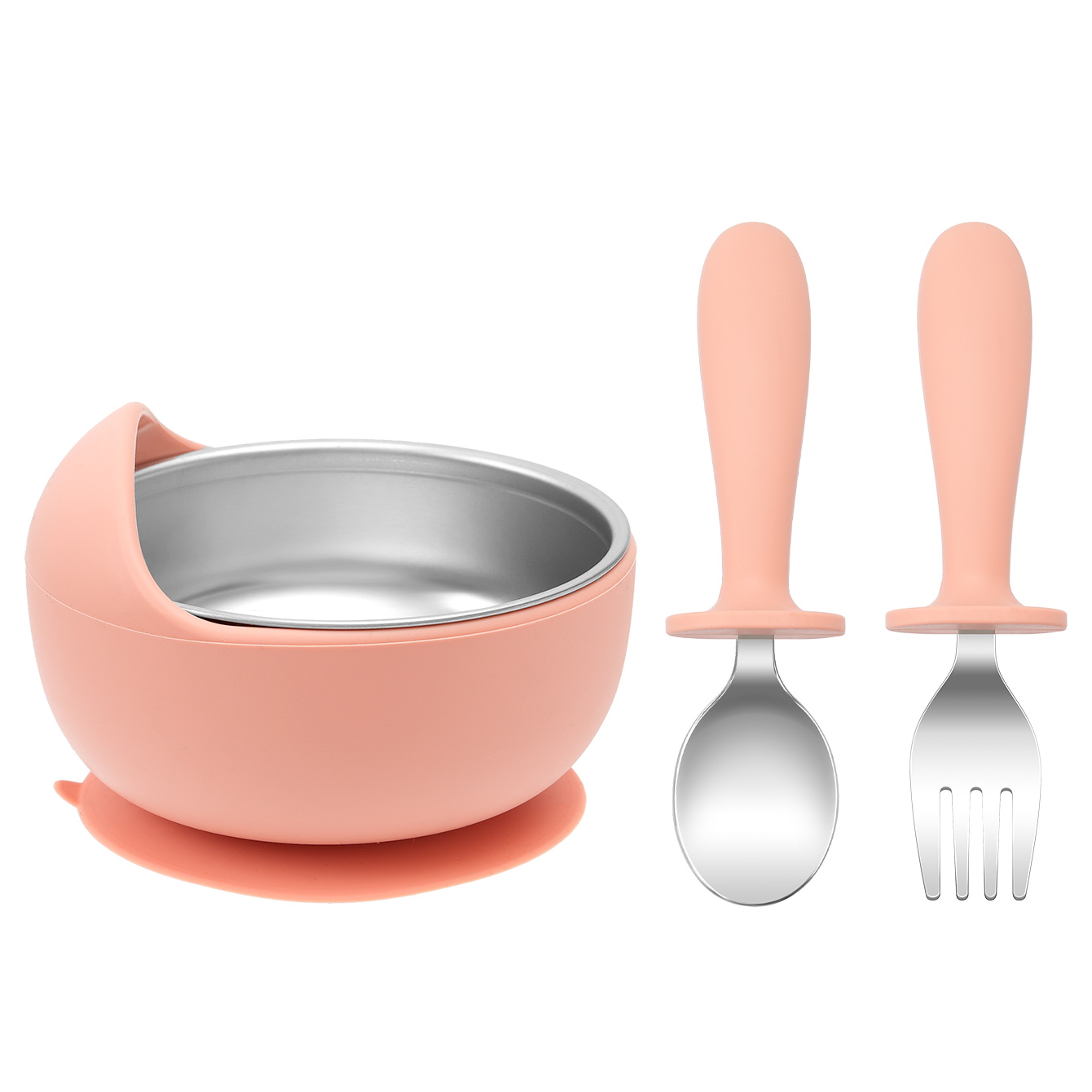Stainless Steel Silicone Baby Feeding Set BPA Free Detachable Sucker Bowls, With Fork Spoon Easy Clean Children – view 8