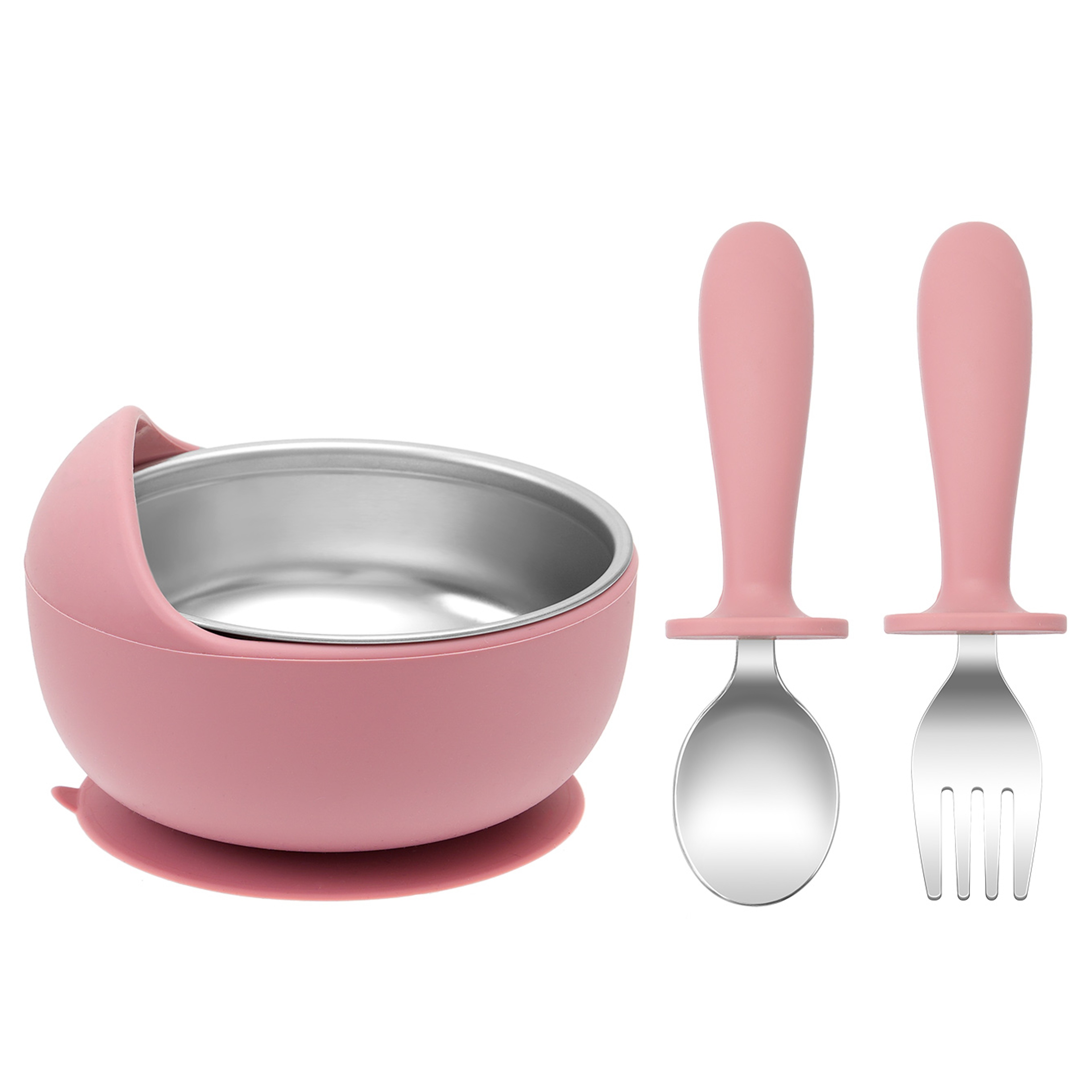 Stainless Steel Silicone Baby Feeding Set BPA Free Detachable Sucker Bowls, With Fork Spoon Easy Clean Children – view 14