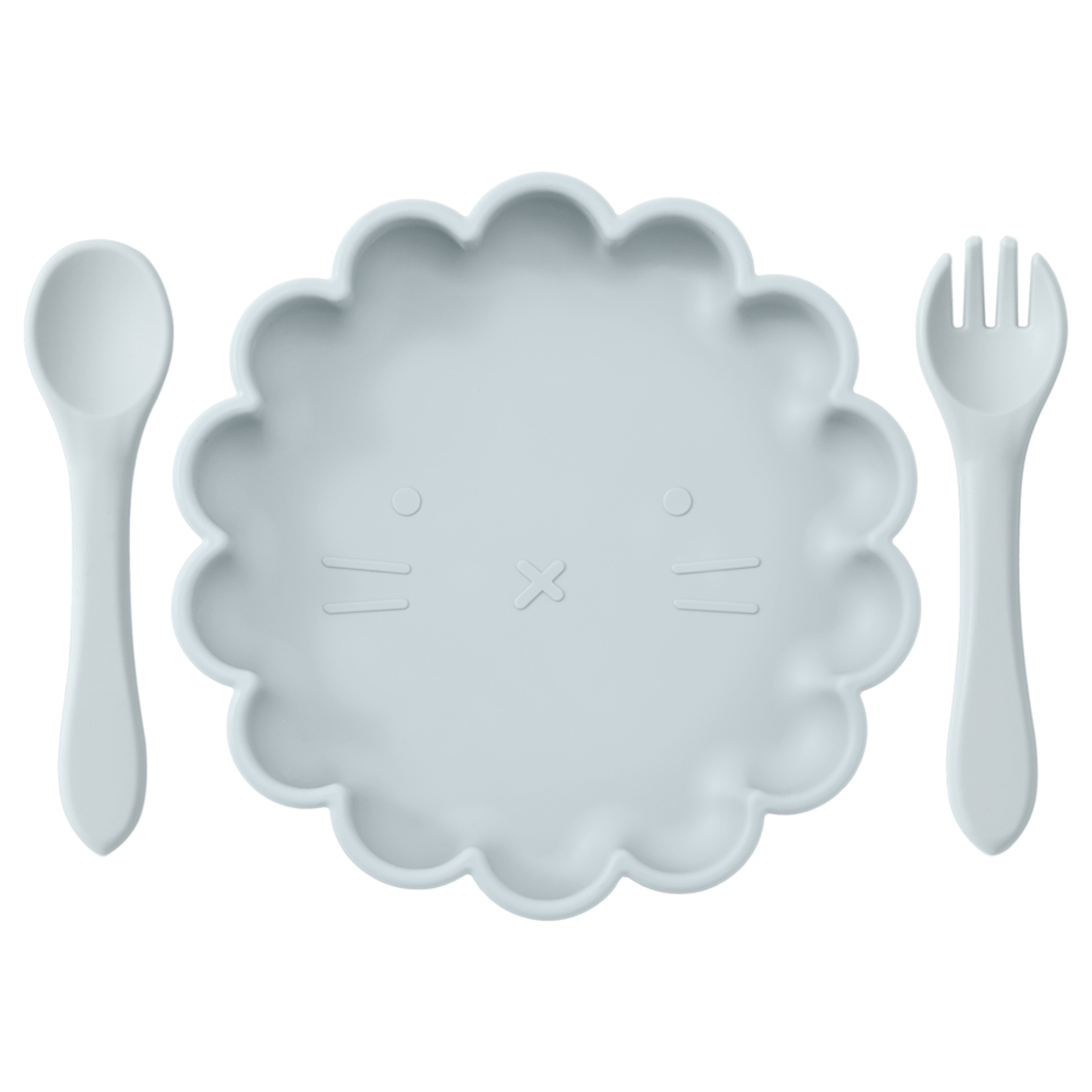 Cute Lion Shape Suction Plate Baby Silicone Tableware Set Solid Color Spoon Fork Feeding Training Baby Dinner Set – view 8