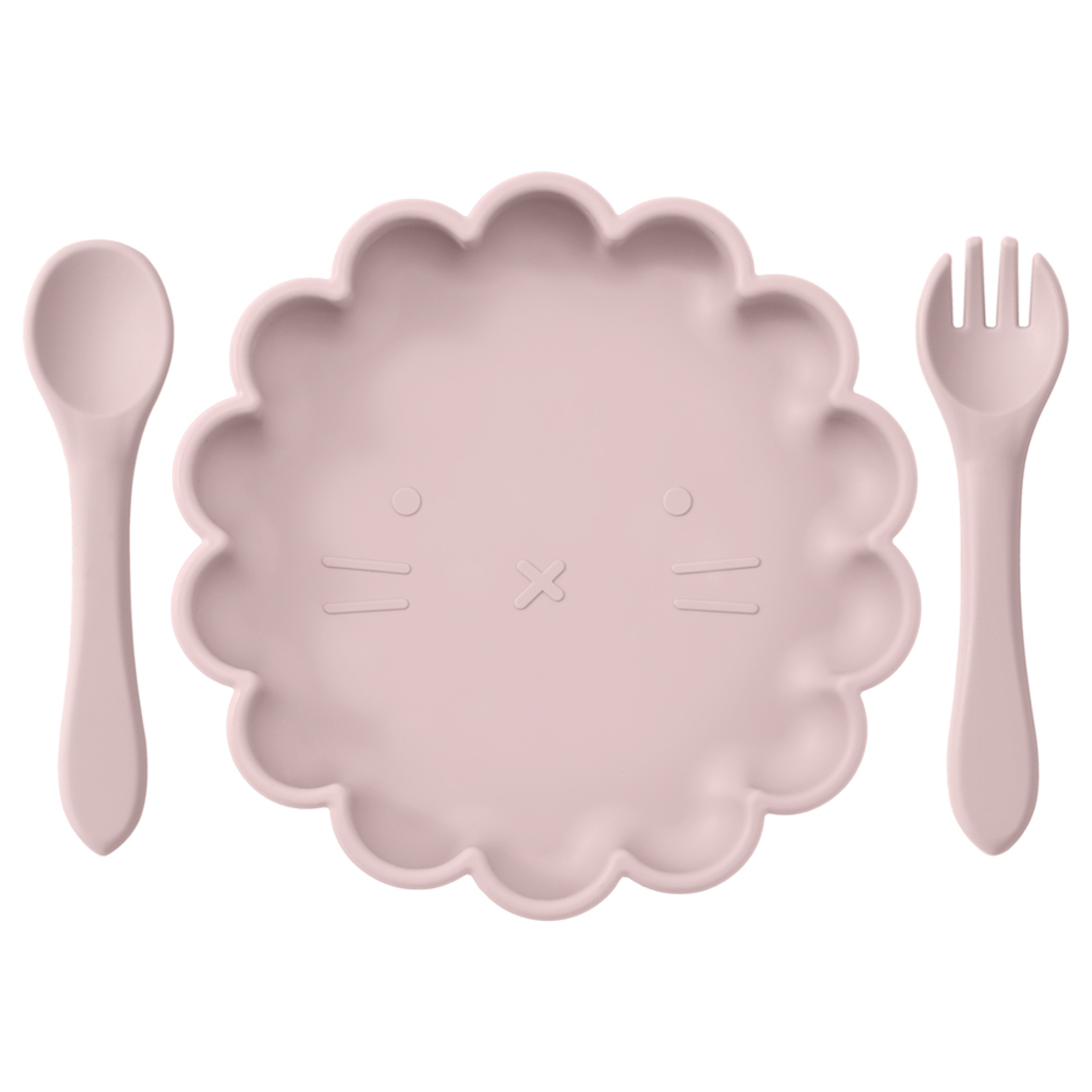Cute Lion Shape Suction Plate Baby Silicone Tableware Set Solid Color Spoon Fork Feeding Training Baby Dinner Set – view 10