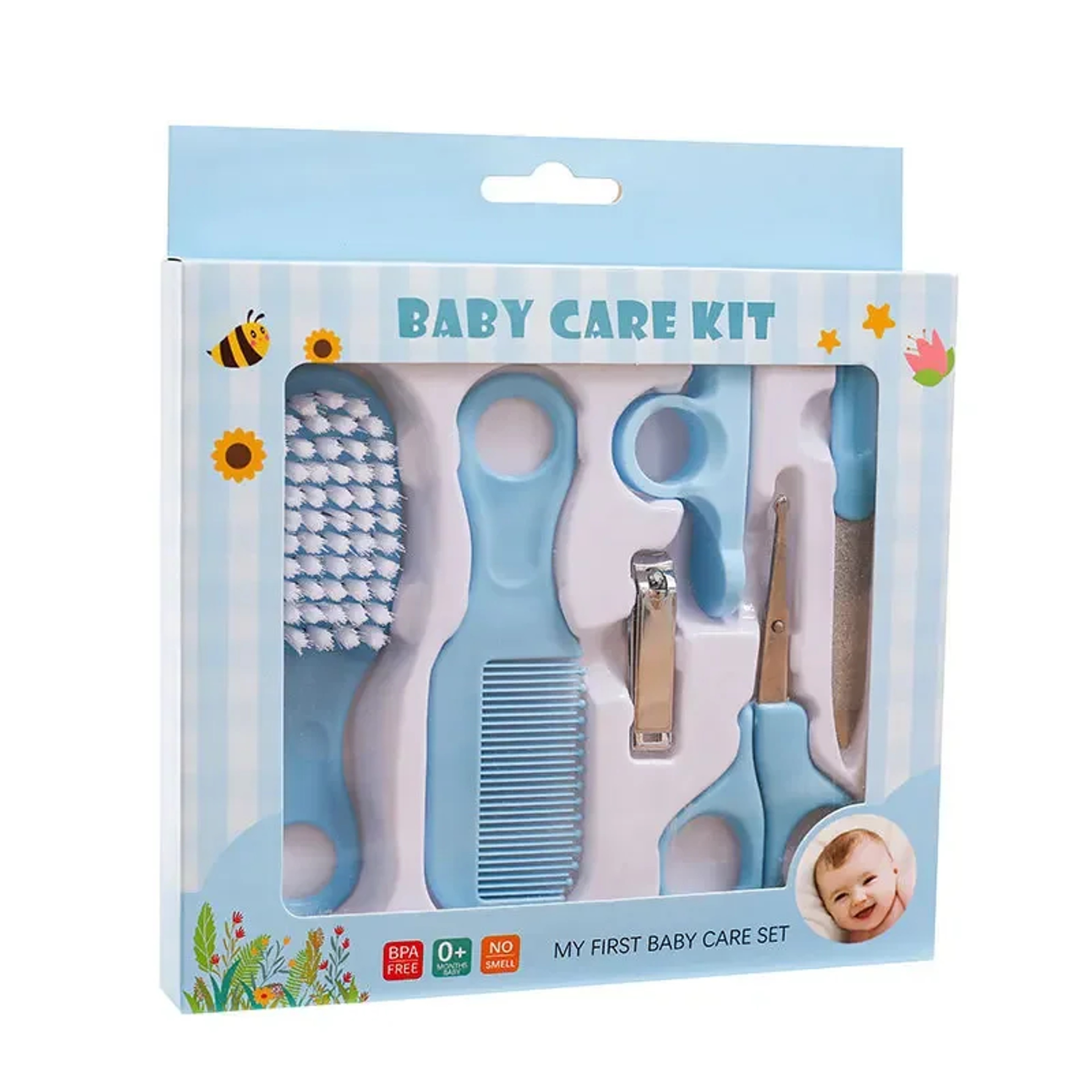 Baby Care Set Grooming Brush Set Nail Trimmer Scissors Clipper Hygiene Kit 5