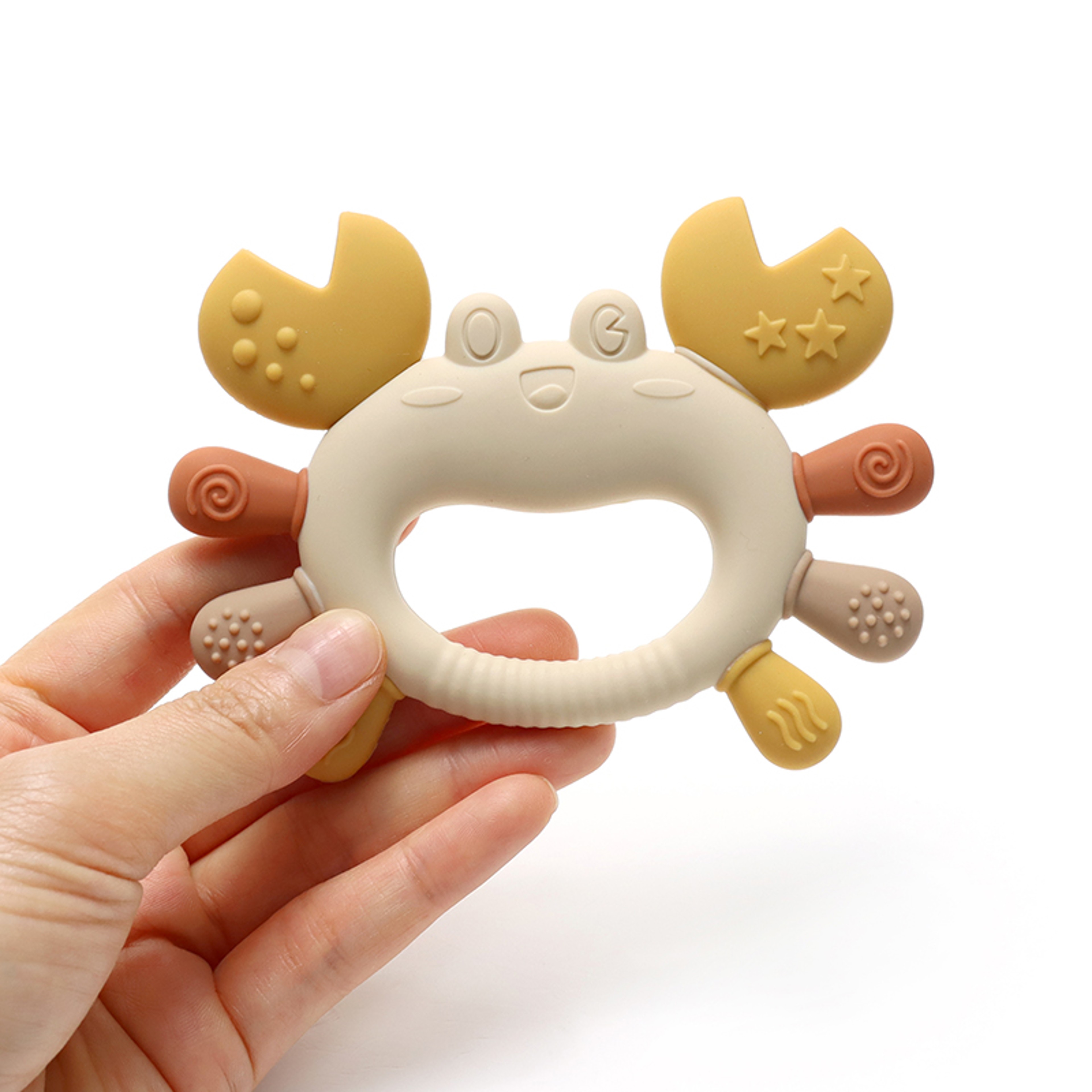BPAFree CrabShaped Baby Teether Silicone Chillable Infant Teething Toy For Sore Gums 5