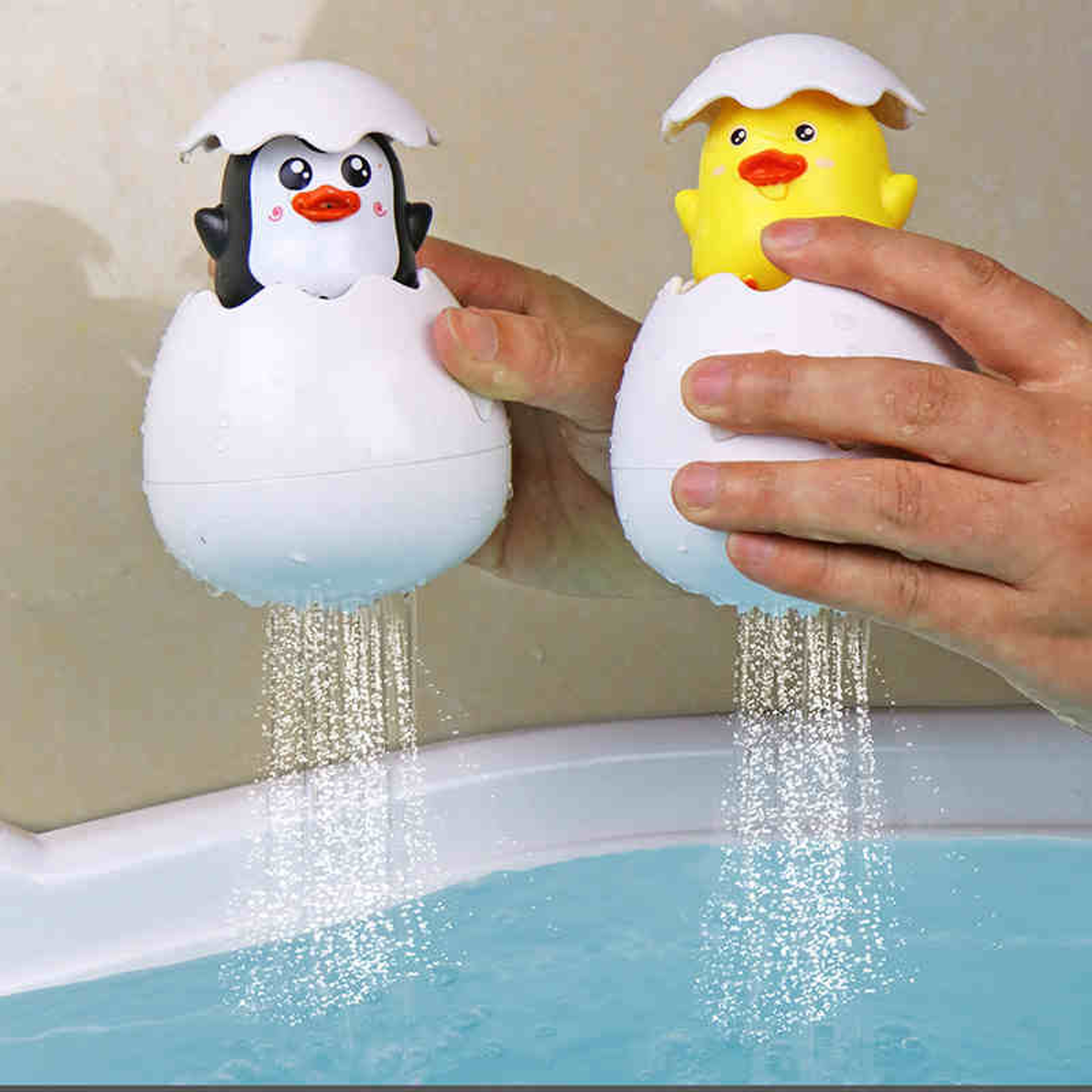 Kids Cute Duck Penguin Egg Bath Toy, Water Spray Sprinkler for Bathroom Shower Swimming, Baby Bathing Toy Gift For Kids – view 1