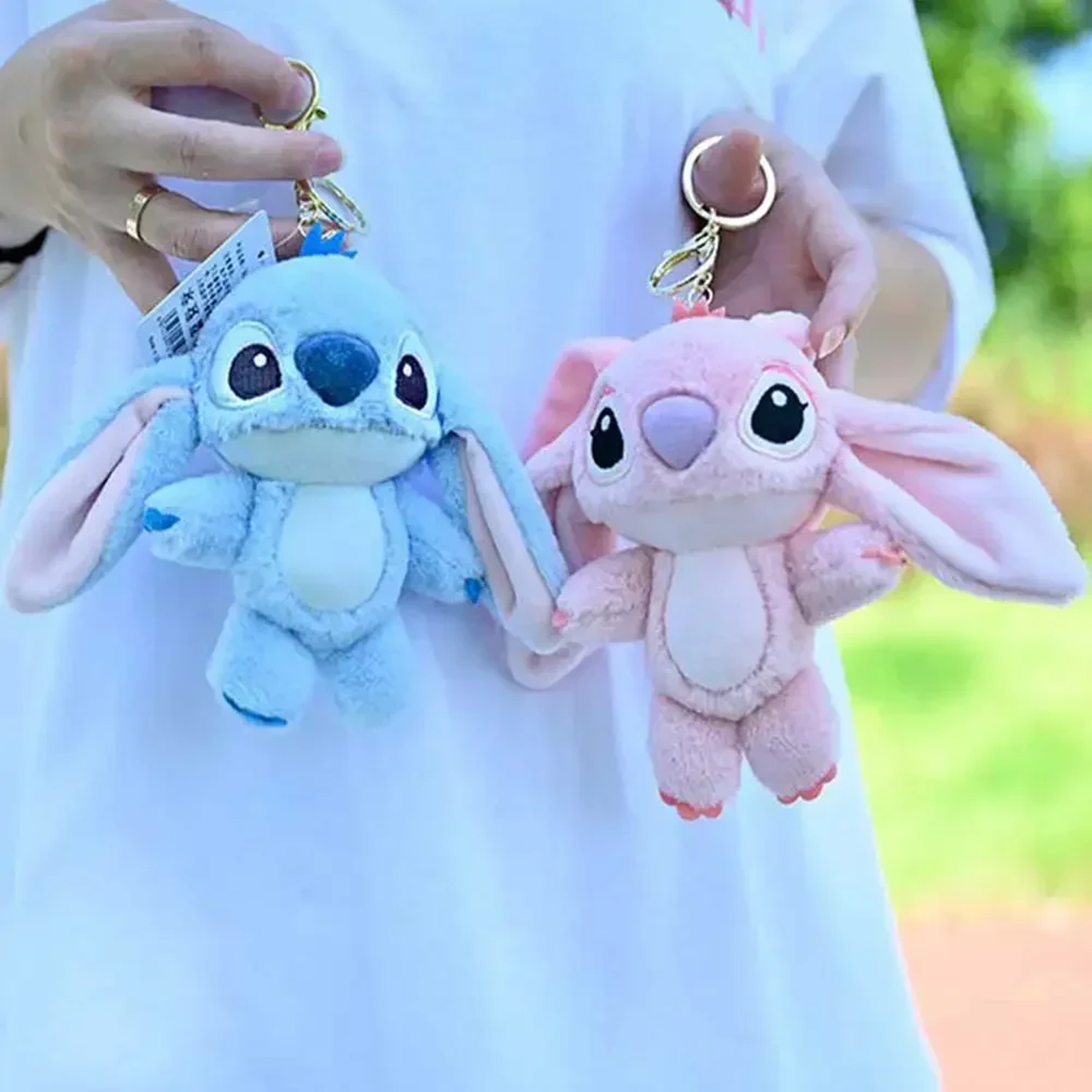 Cute Stuffed Animal Pendant Cartoon Stitch Plush Keychain Angel Doll Bag Charm Kids Gift For Birthd 0