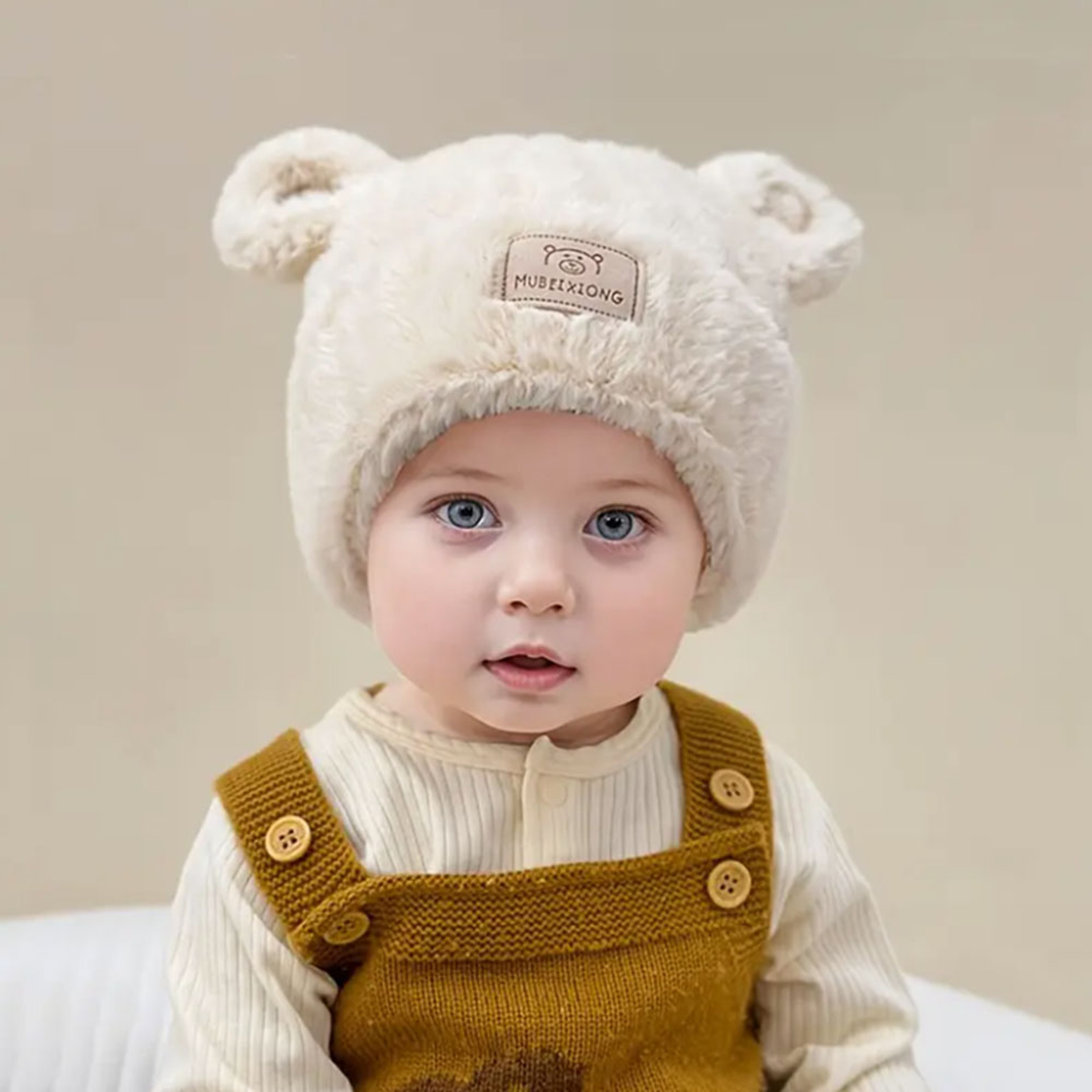 Cozy Winter Baby Hat with Bear Ears, Heart Cutouts, Soft Plush Lining for Kids – view 2
