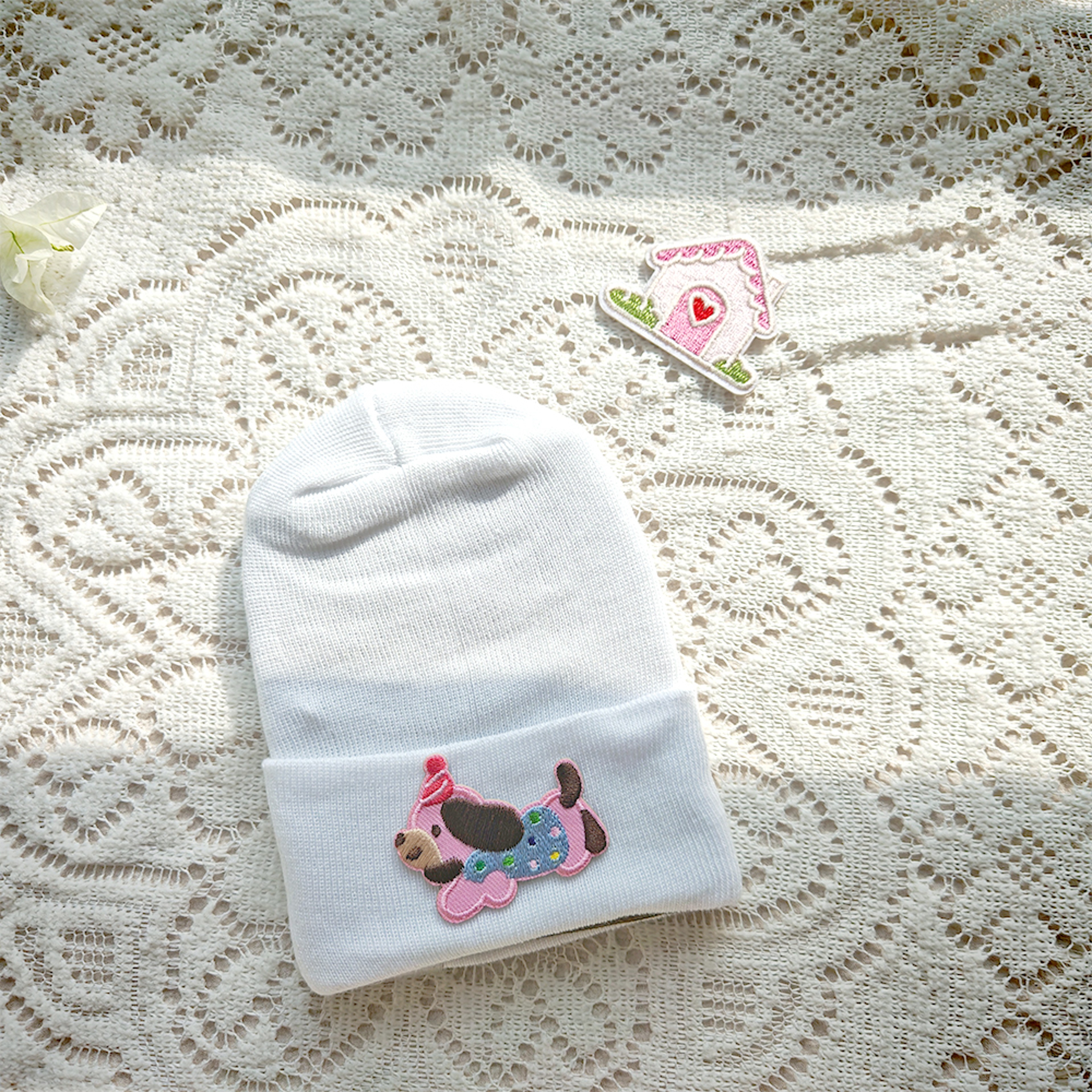 Months Cute Cartoon Label Hat for Baby, Toddler Knitted Beanie Hat, Crochet Warm White Bonnet, Baby Clothing Accessory – view 11