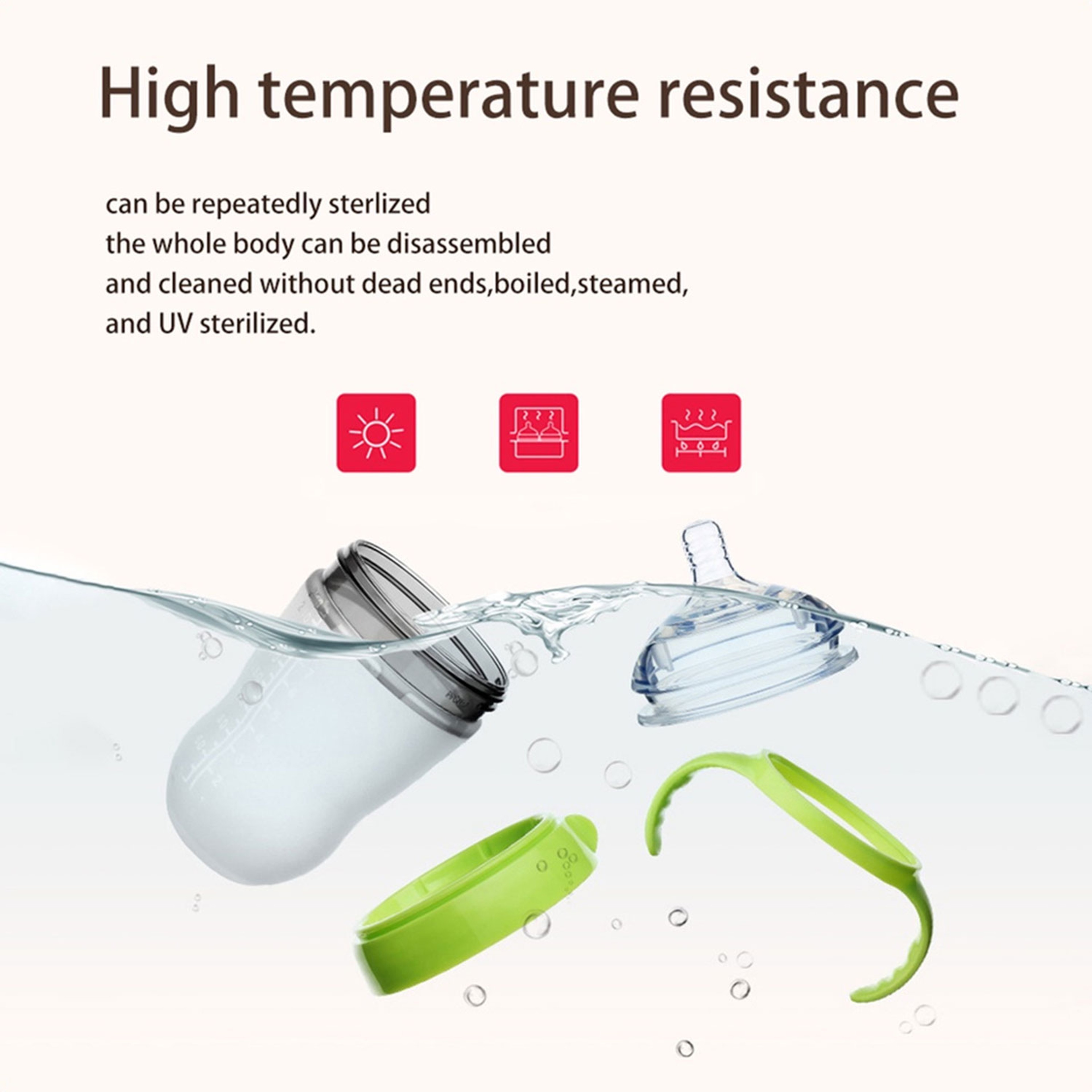 Baby NanoSilicone Bottle With Handle Soft Milk Pulling Breastmilklike Design 3