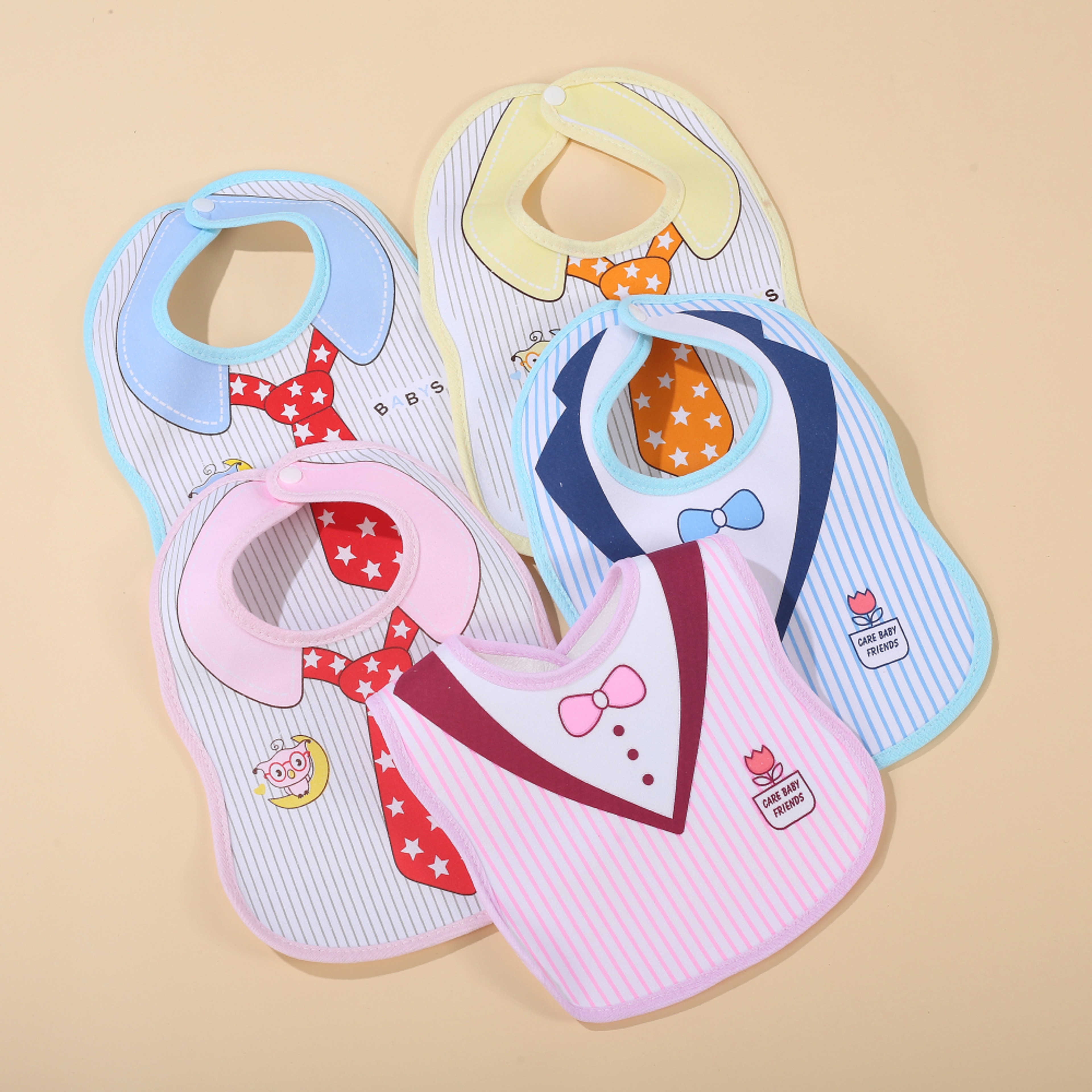 Snap Button Saliva Towel Apron For Infant, Baby Drool Bibs Cotton Gauze Soft, Burp Cloths Kids Accessories – view 2