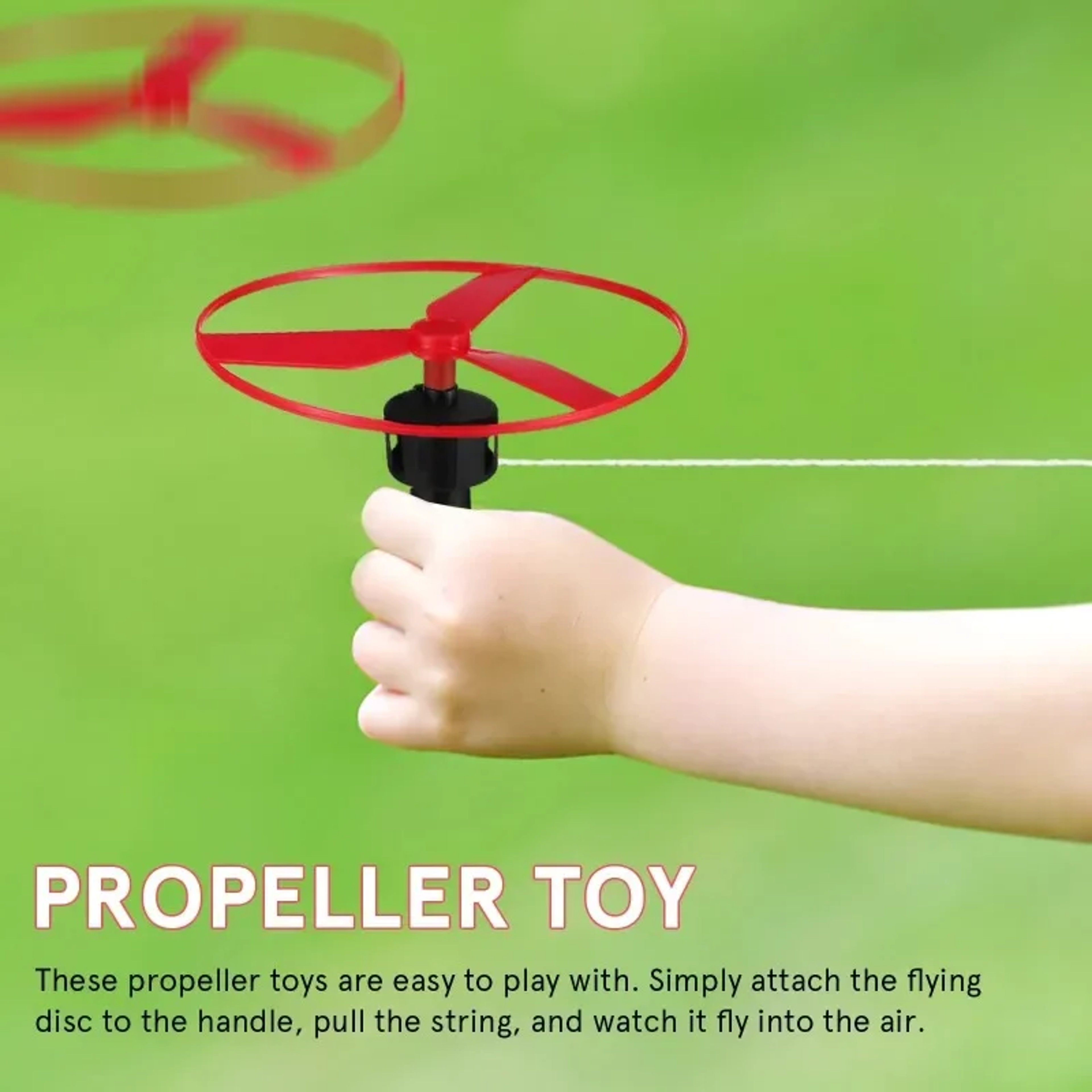 Outdoor Kids Fun Game Sports, Flying Disc Propeller Helicopter Toy, Pull String Flying Spin Top for Children – view 3