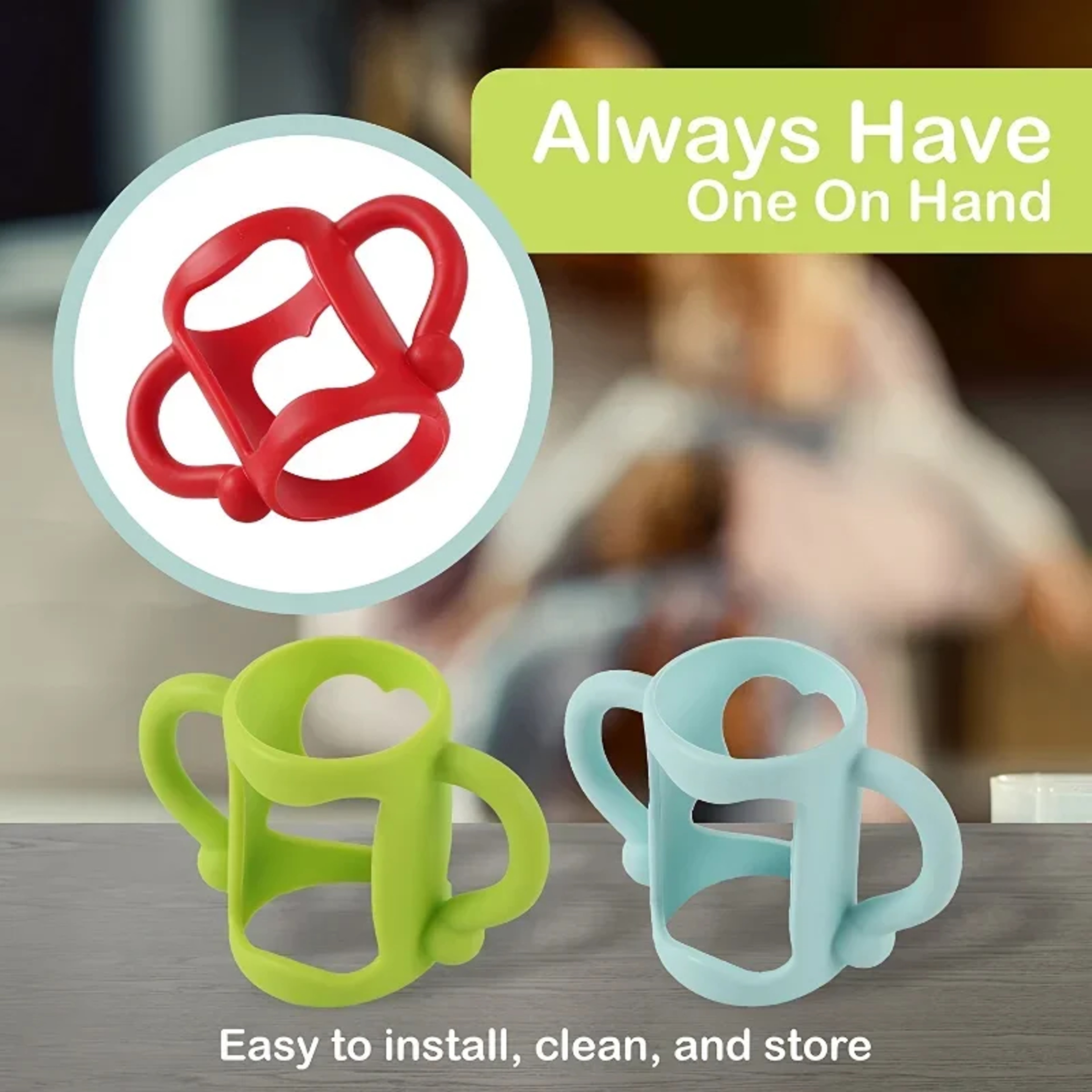 Silicone Bottle Handle for Narrow Baby Bottles, BPA-free Soft Silicone, Easy Grip Handle, Can Accommodate Most Bottles – view 5