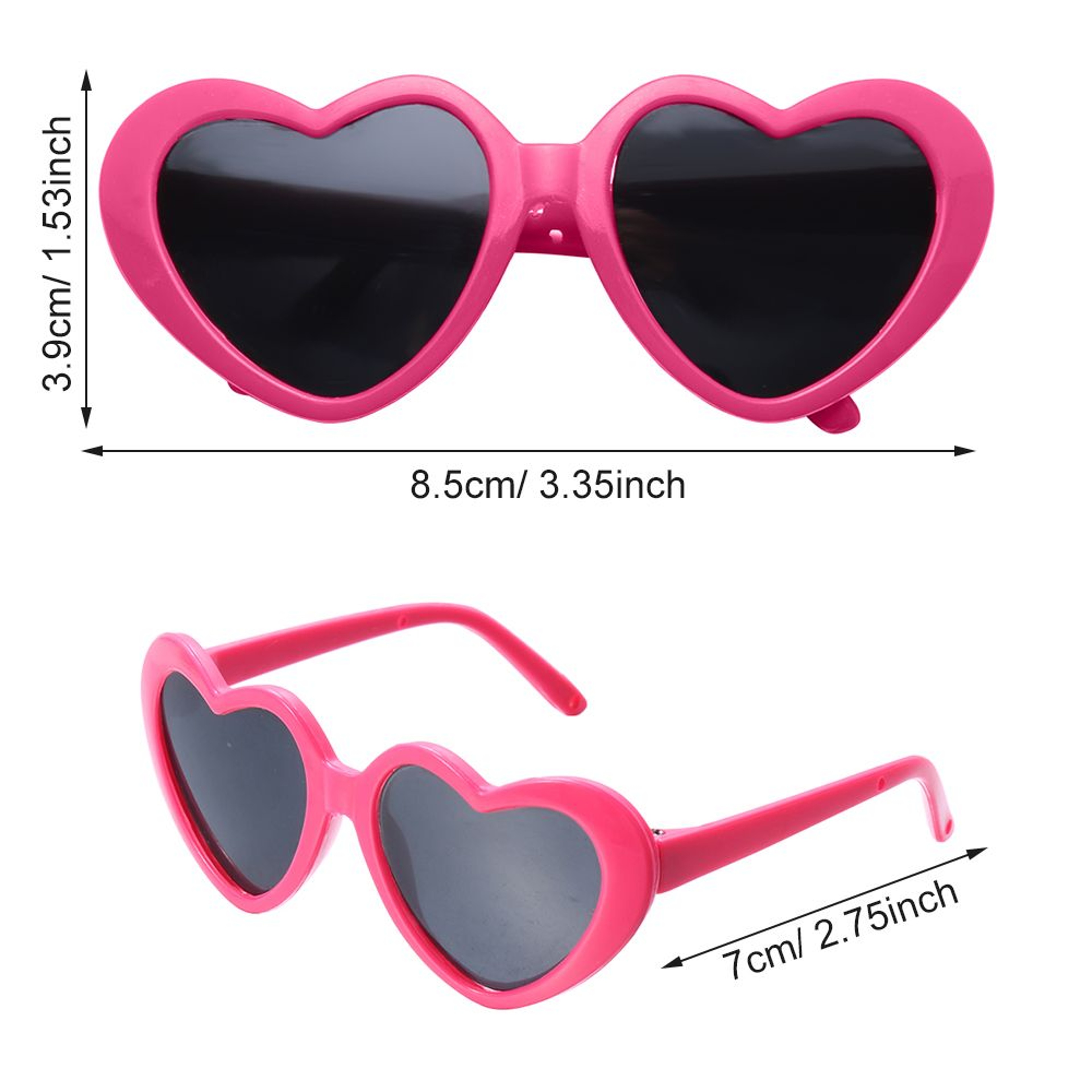 Candy Color Frame Doll Glasses, Cute Heart Sunglasses, Dress Up Eyewear for Dolls – view 6
