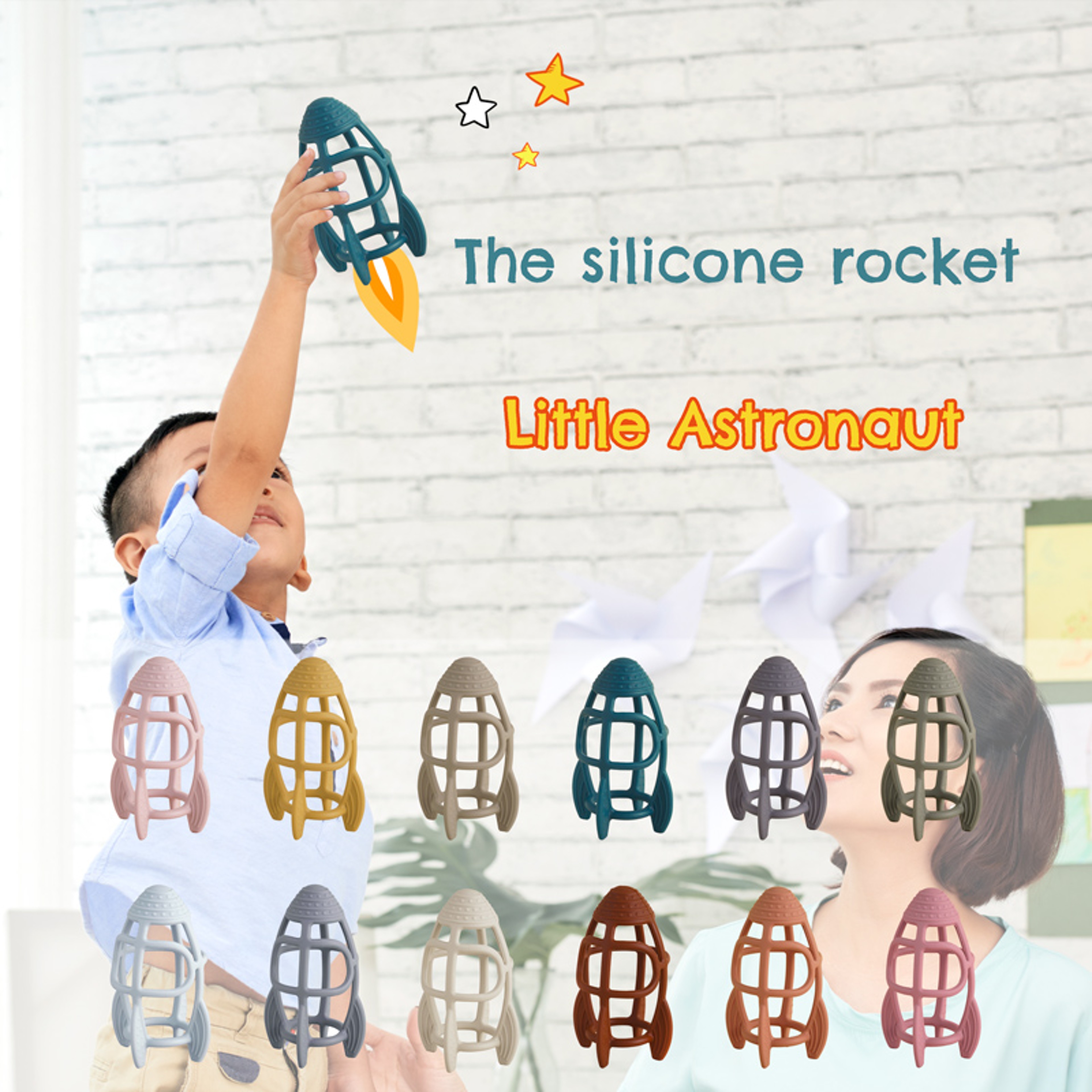 Teething Infant Chewing Toy Fashionable Rocket Shape Silicone Baby Teethers Nursing Gift For Kids F 5