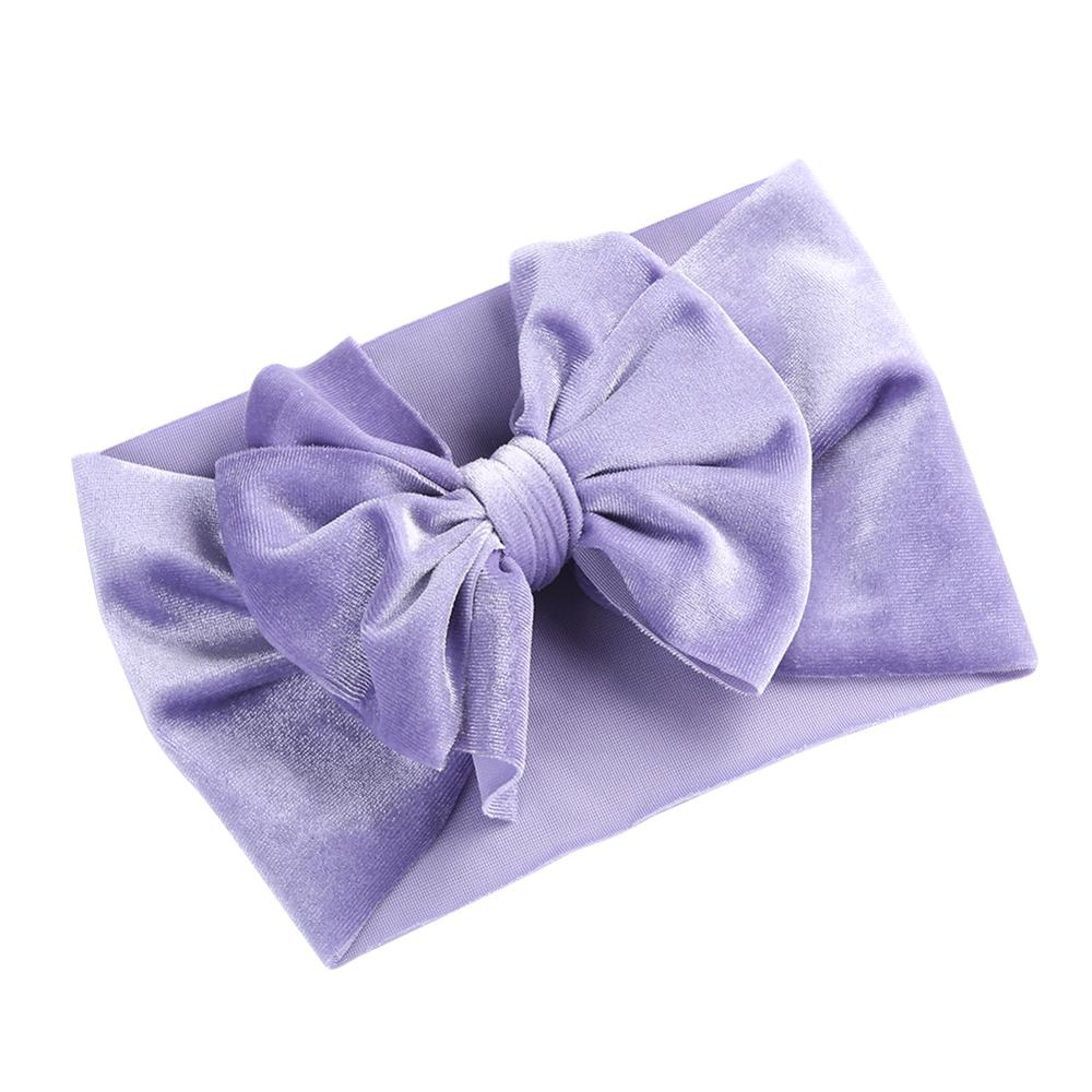 Handmade Elastic Hair Bands Solid Velvet Baby Bow Winter Headband For Newborn Boys Girls Boutique V 8
