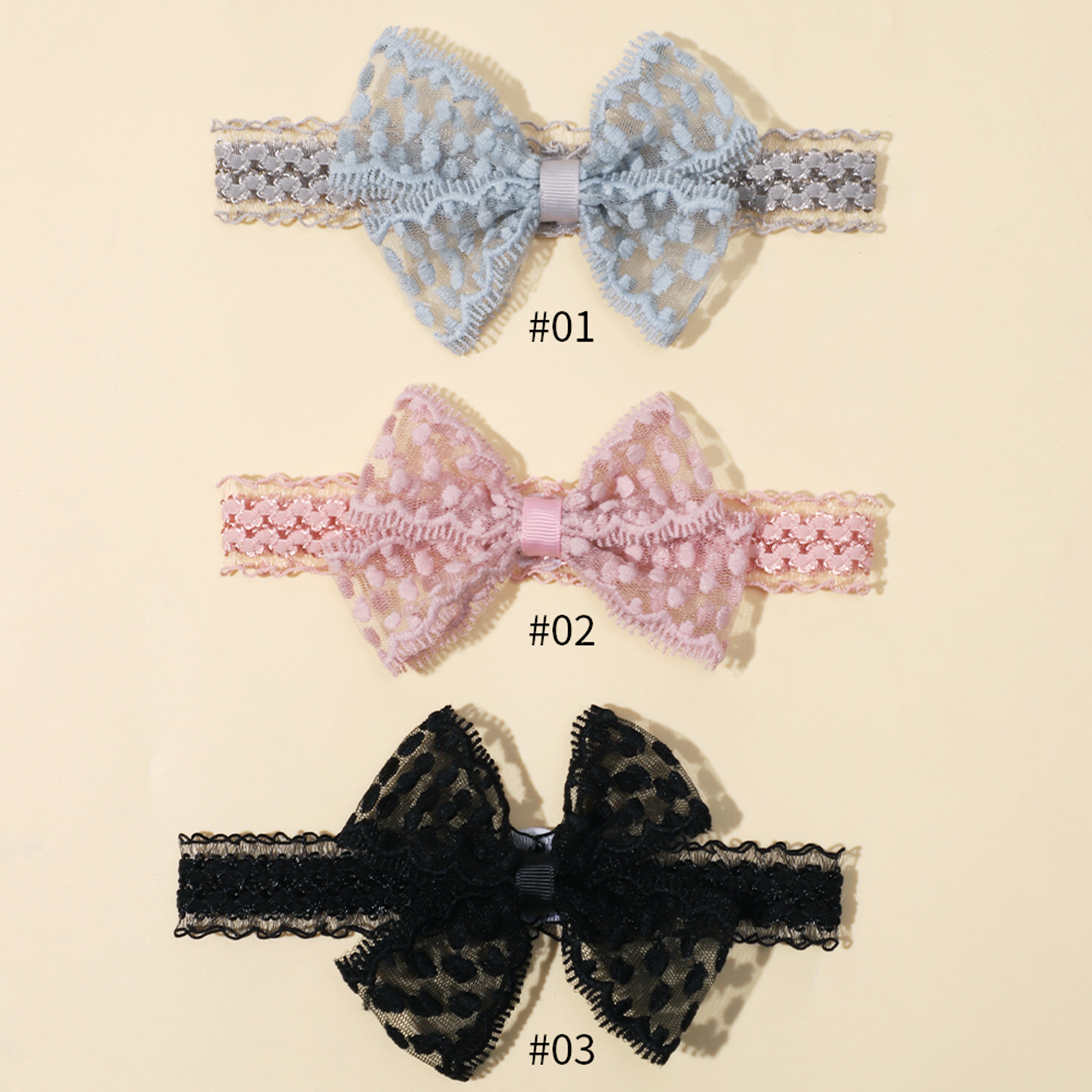 Newborn Turban Baby Lace Headband For Girls Soft Elastic Nylon Princess Hair Bands Toddler Headwear 4