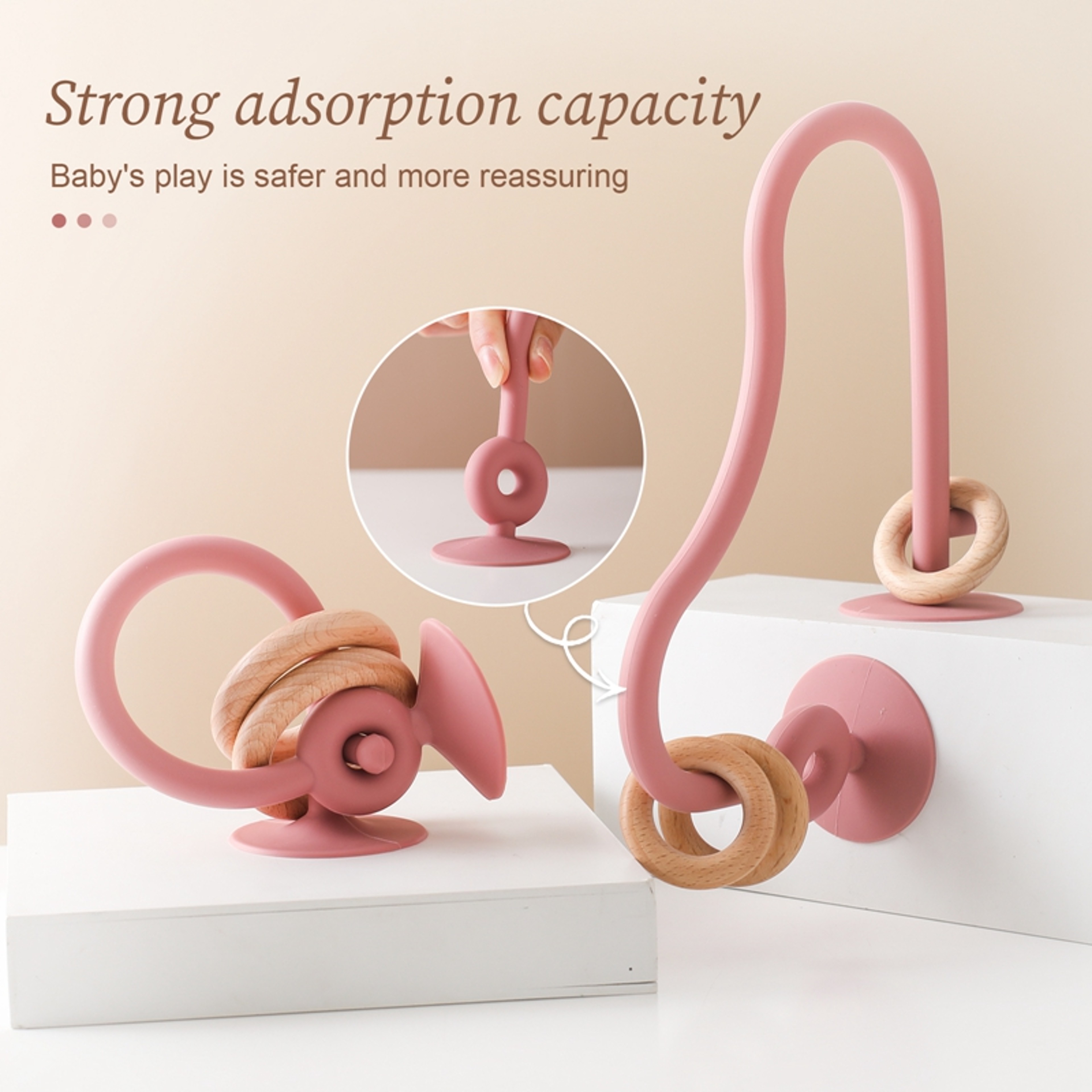 Montessori Toy Silicone Educational Toys Teething Track Maze Wooden Roller Coaster Bead Baby Accessory – view 3