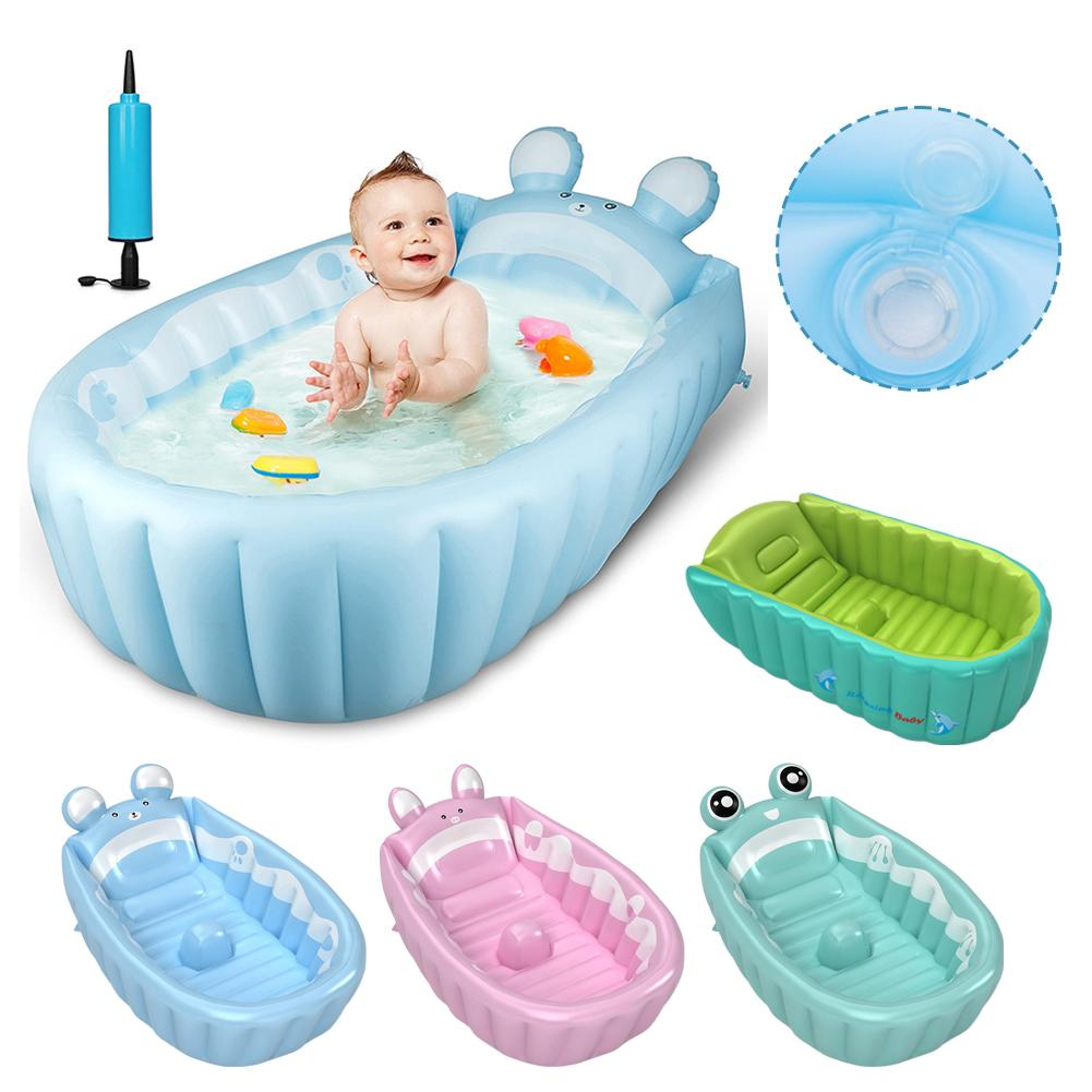 AntiSlip Folding Inflatable Baby Bathtub Soft Safe Portable Shower Basin For Toddlers And Infants 0
