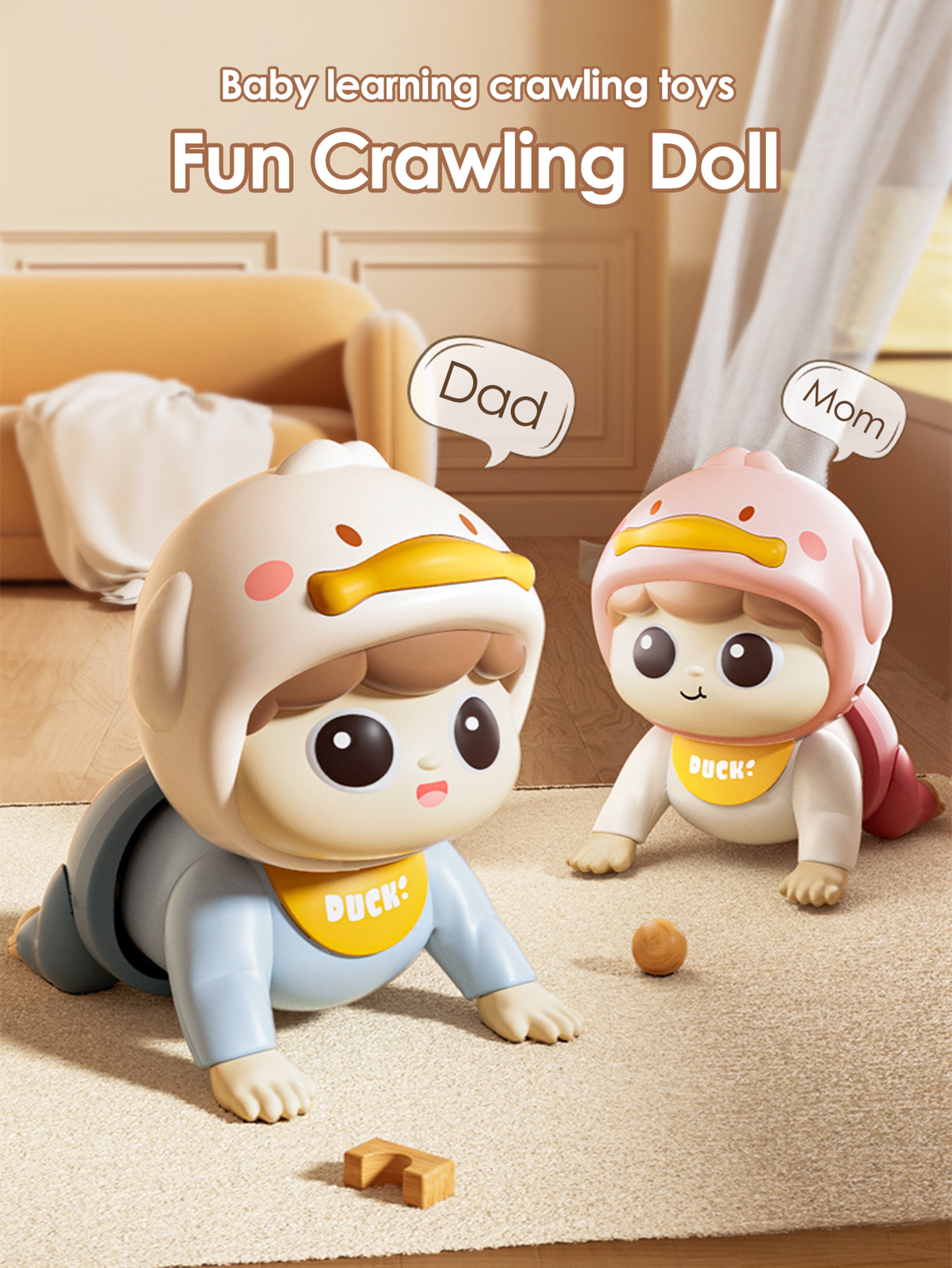 Crawling Doll Baby Toy With Music Early Education Crawling Guidance Head Up Training Toy For Babies 1