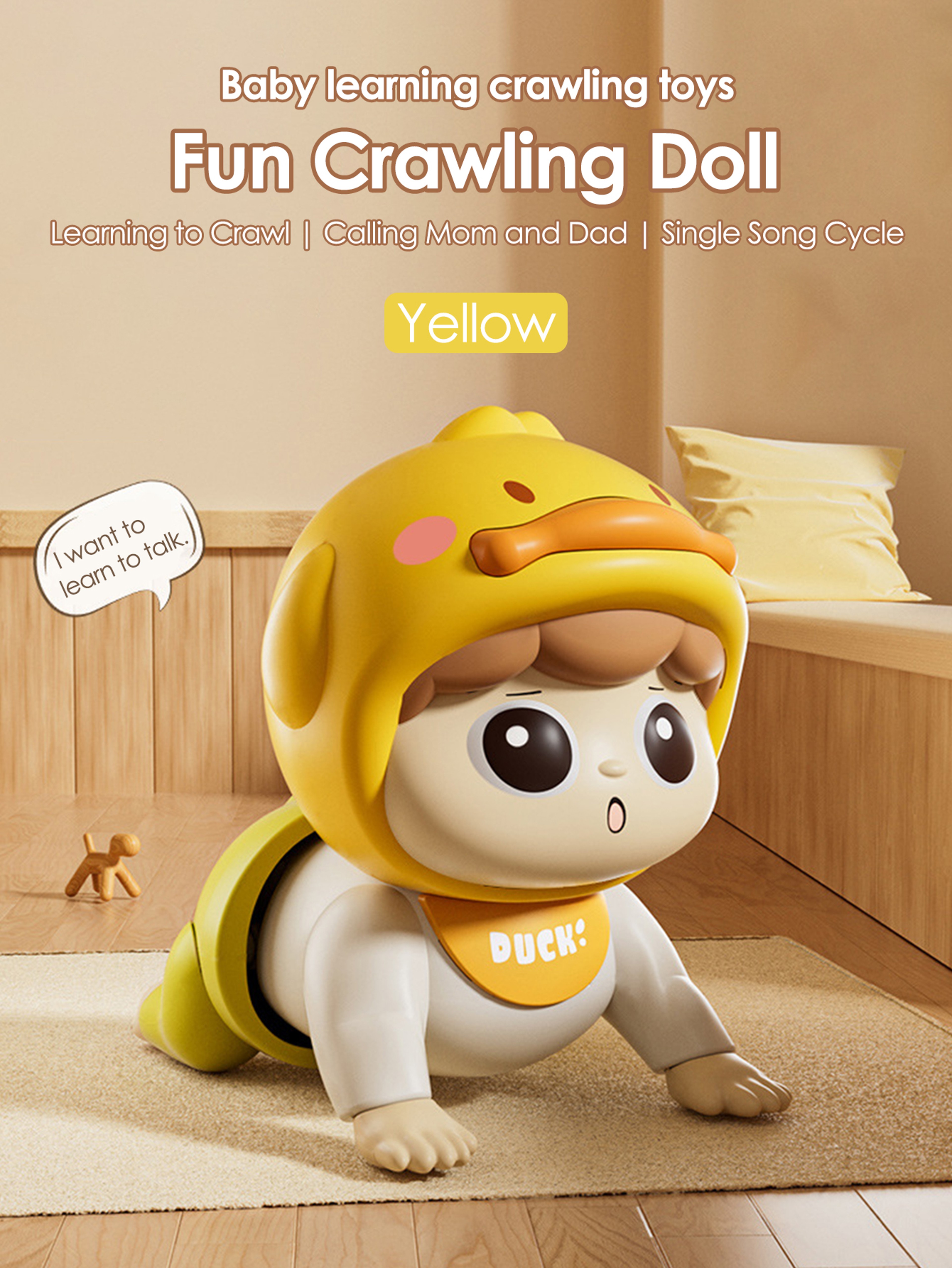 Crawling Doll Baby Toy With Music Early Education Crawling Guidance Head Up Training Toy For Babies 5