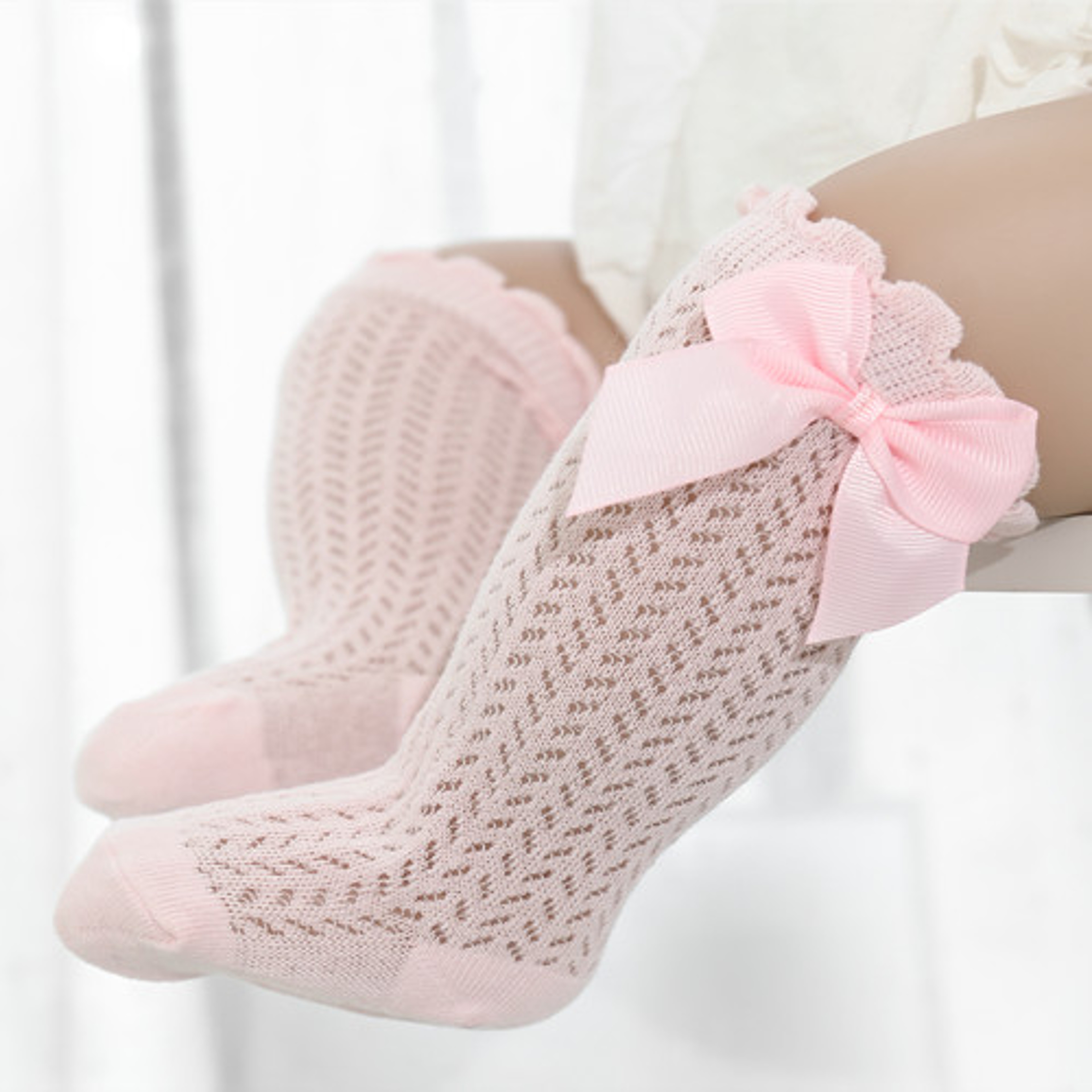 Summer Mesh Baby Knee Socks Baby Girl Socks Baby Bow Cotton Toddler Non Slip Infant Long Newborn Ba 9