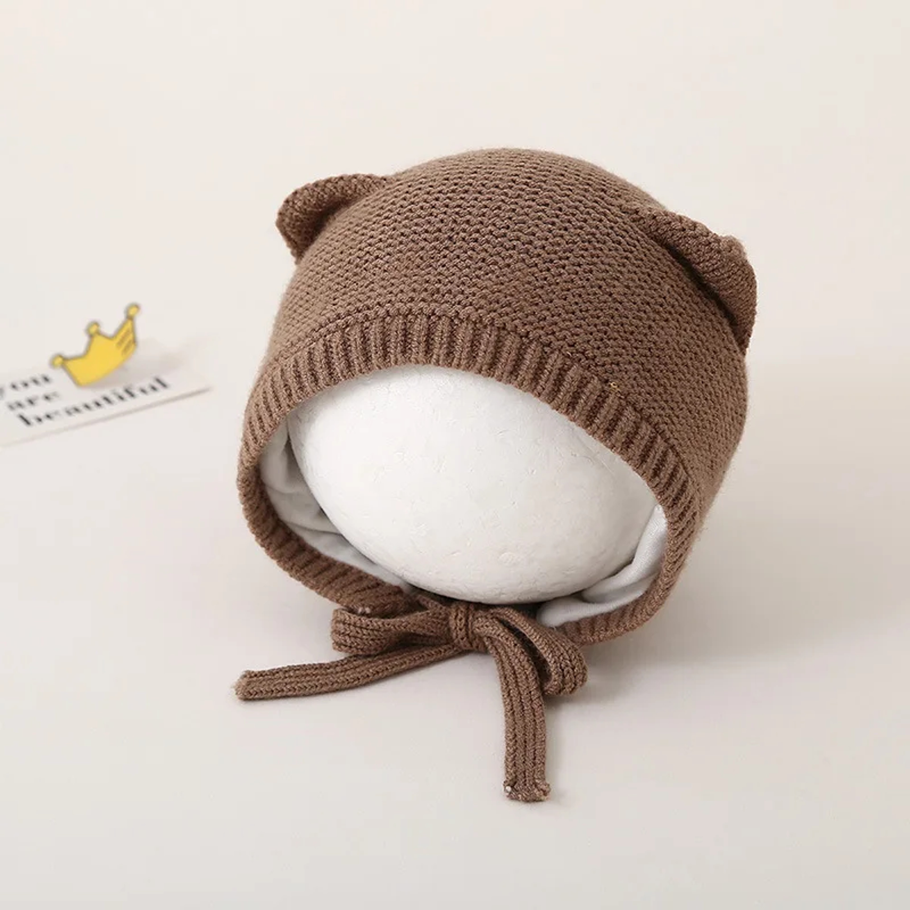 Cute Cat Ears Kids Hat Windproof Lacing Bonnet For Infant Protection 9