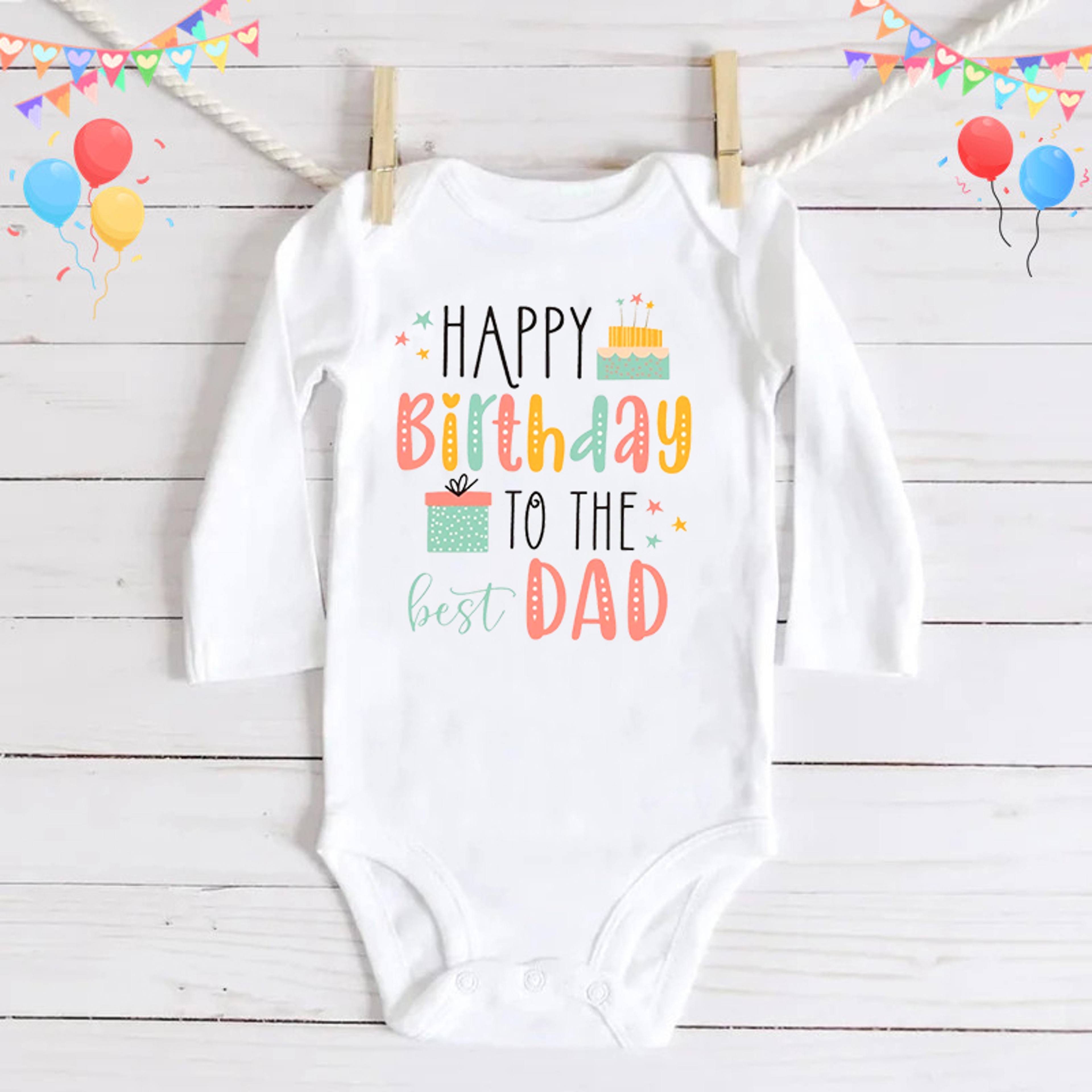 Happy Birthday To Dad Baby Rompers Infant Bodysuit Boys Girls Clothes Jumpsuit Daddy Birthday Prese 0