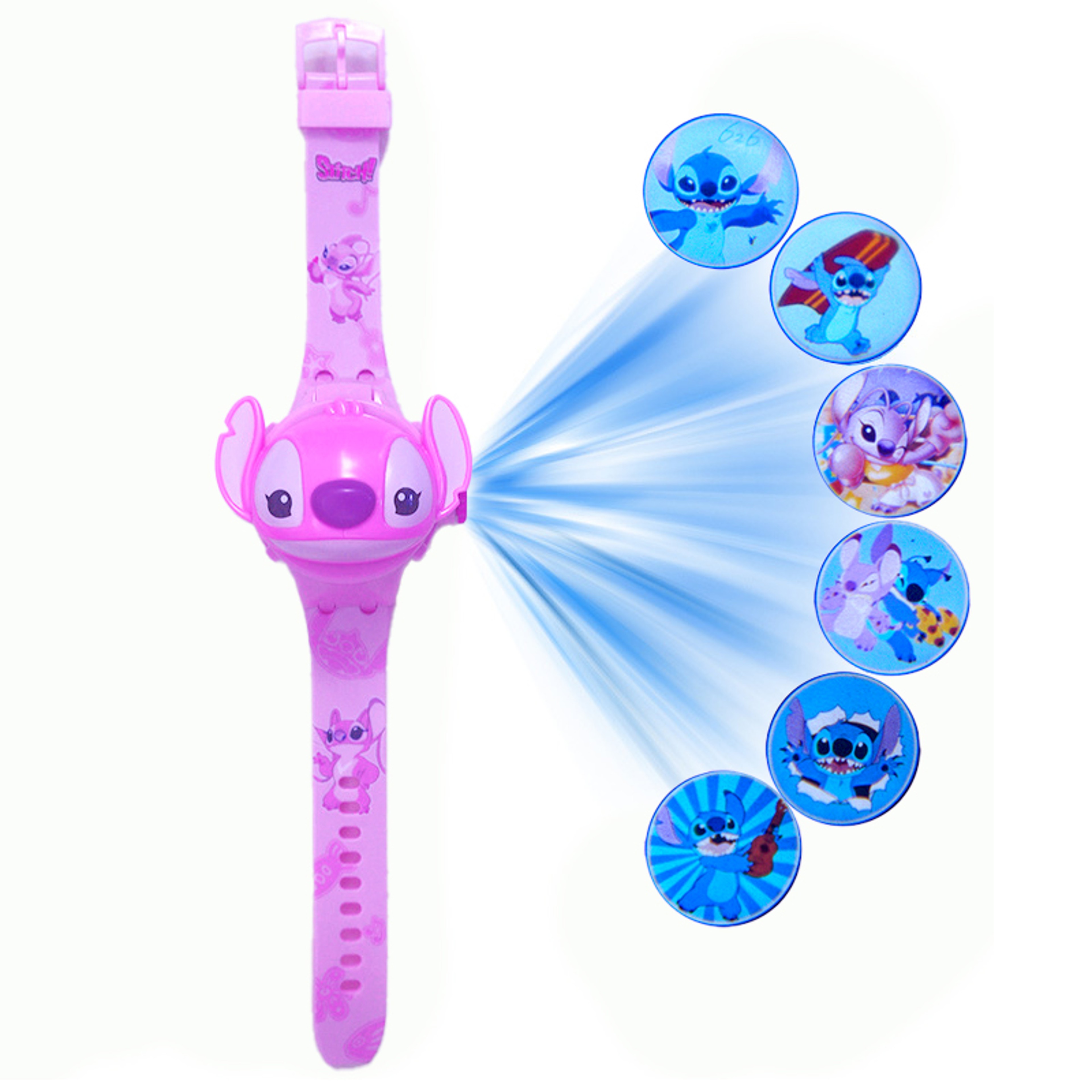 Projection Mickey Children Watch 3D Cartoon Stitch Kids Digital Clock 7