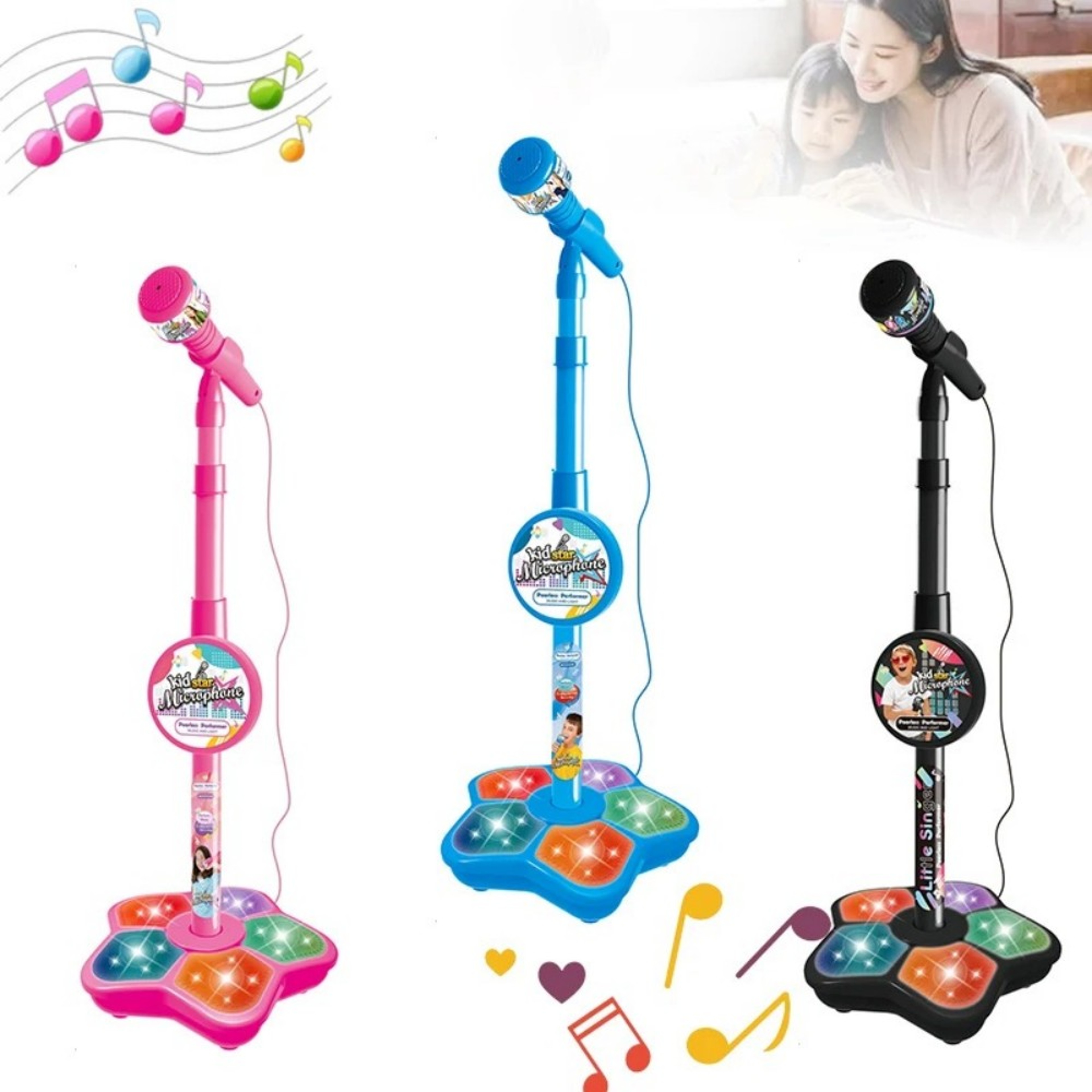 Kids Karaoke Microphone With Stand RockingRoll Music Instrument Educational Toy Gift For Boys And G 0