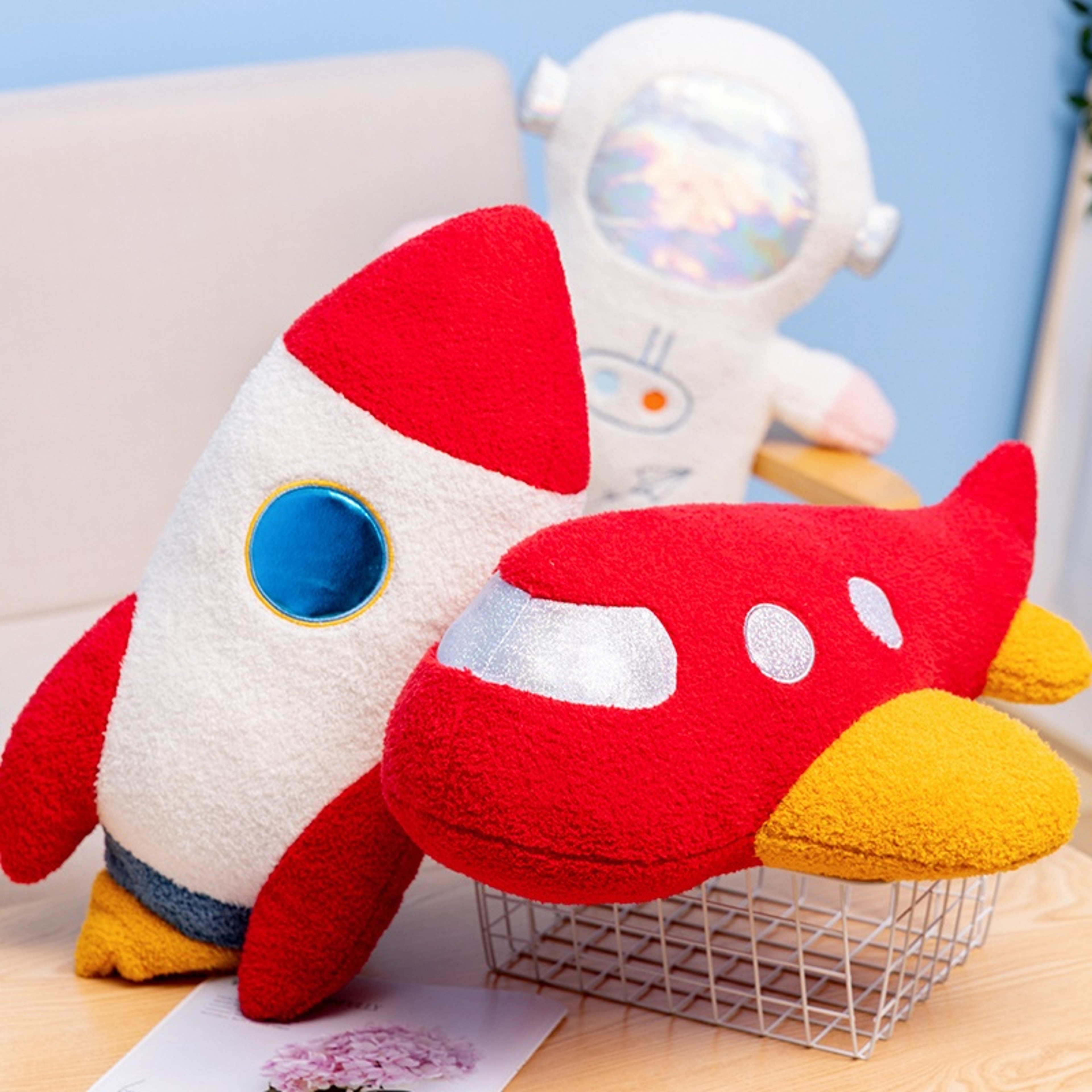Stuffed Spaceship Throw Pillow Home Decor, 58cm Plush Rocket Astronaut Toy, Birthday Gift Space Discovery for Kids – view 3