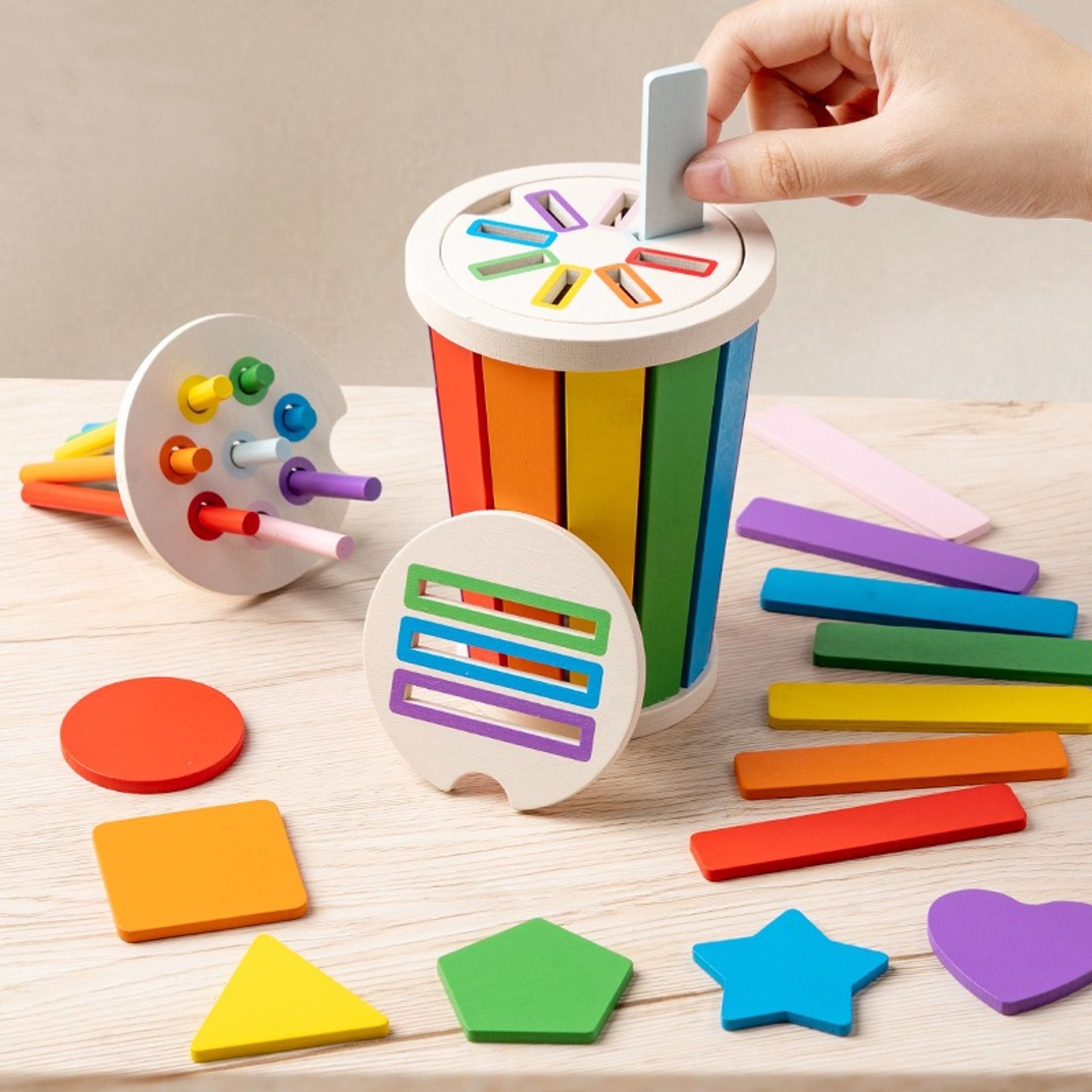 Wooden Shape Recognition Toy Montessori Color Sorting Kids Math Learning Educational Toys For Toddl 0