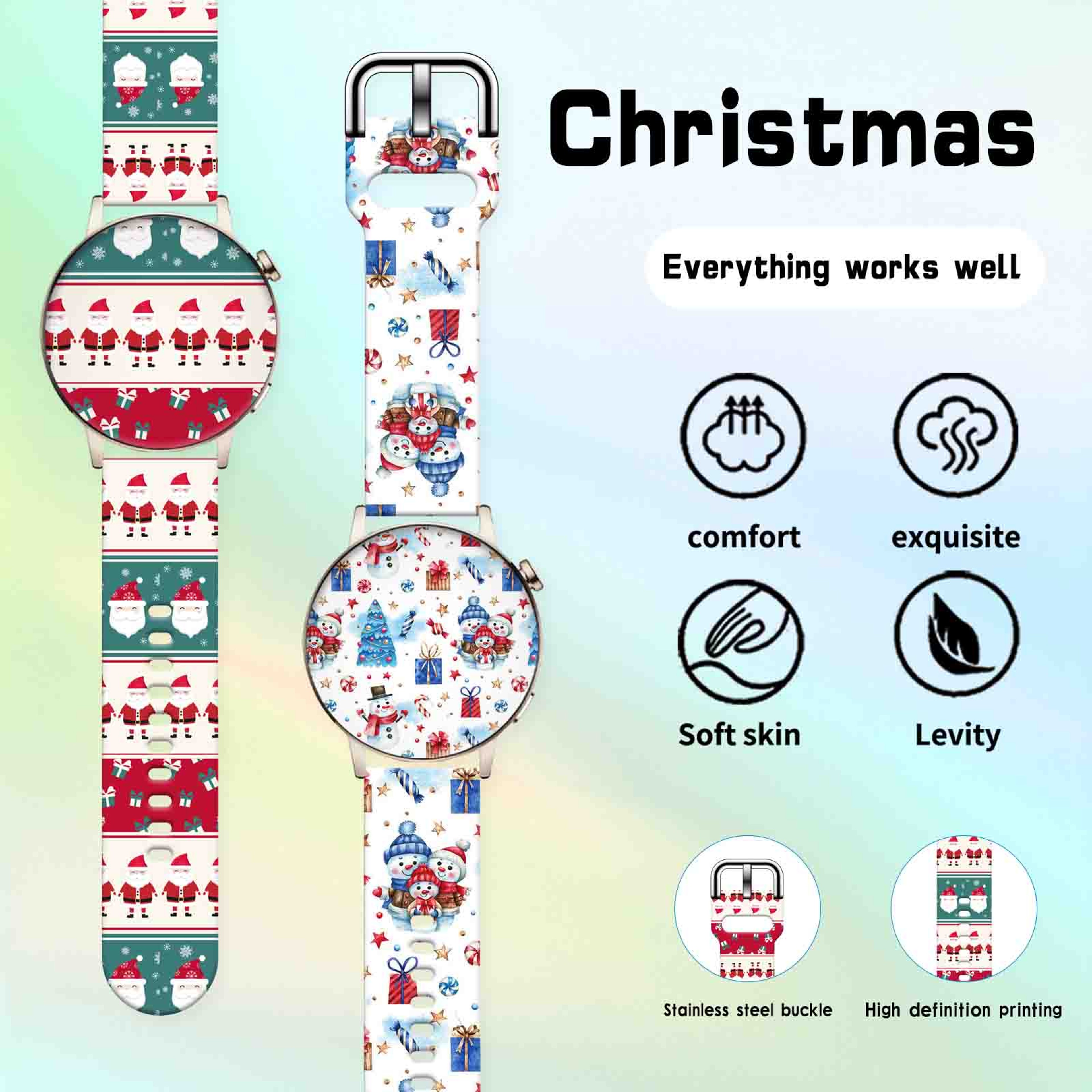 Replaceable Bracelet For Xiaomi Amazfit Christmas Series Print Strap 2
