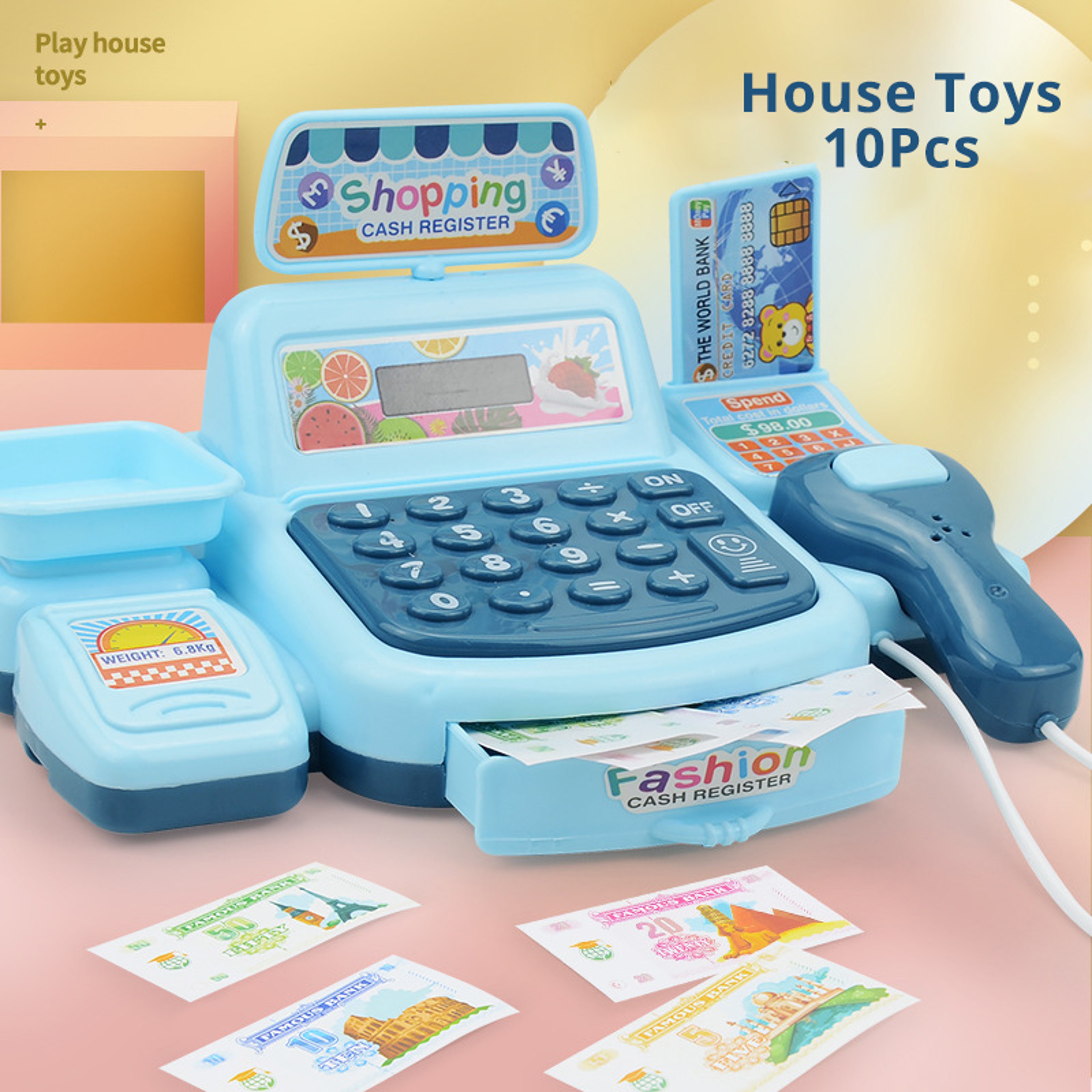 Simulation Shopping Cash House Toys Supermarket Cashier Toys With Electronic Game Lighting And Soun 0