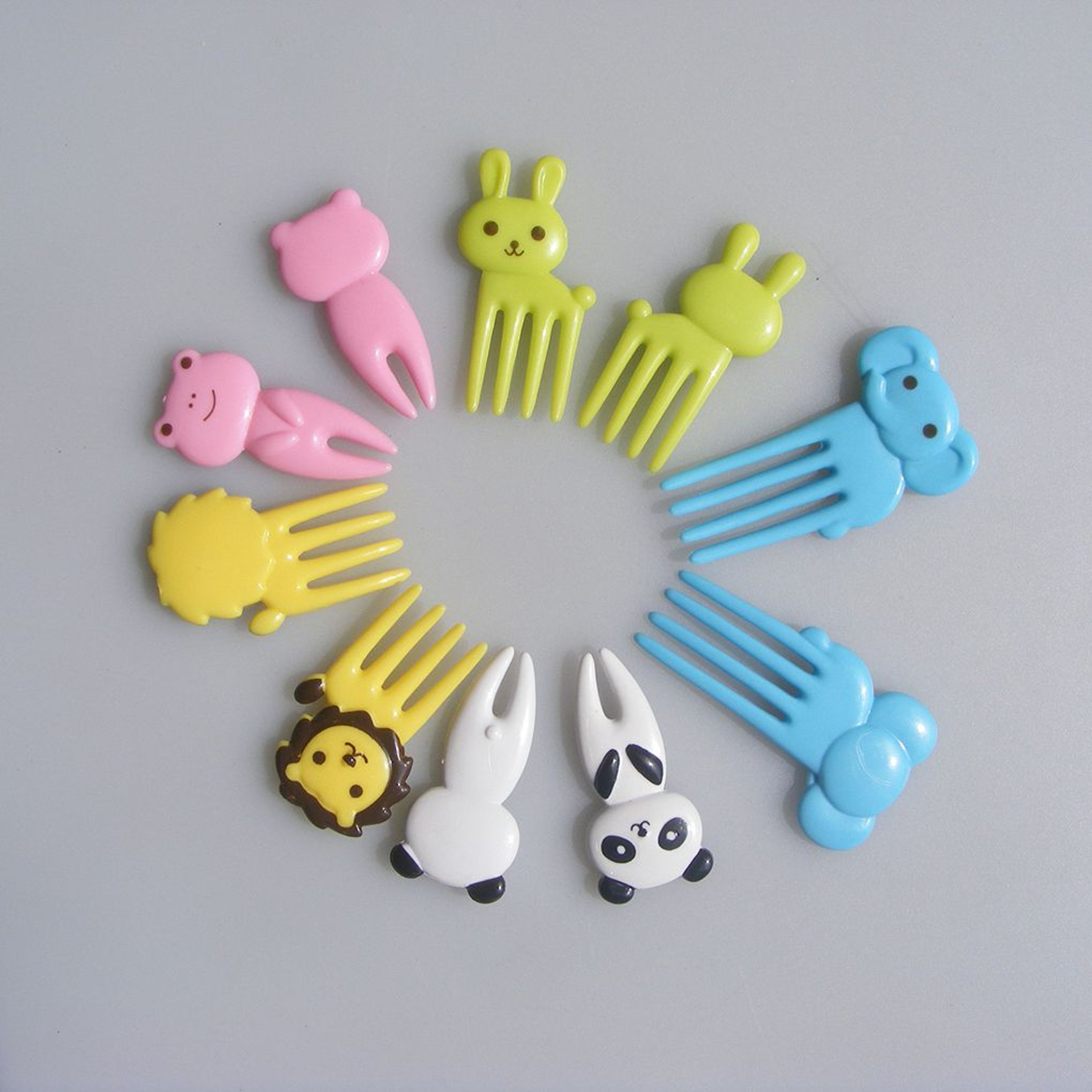 Mini Cartoon Animal Farm Fork Bento Lunch Dessert Food Pick 0