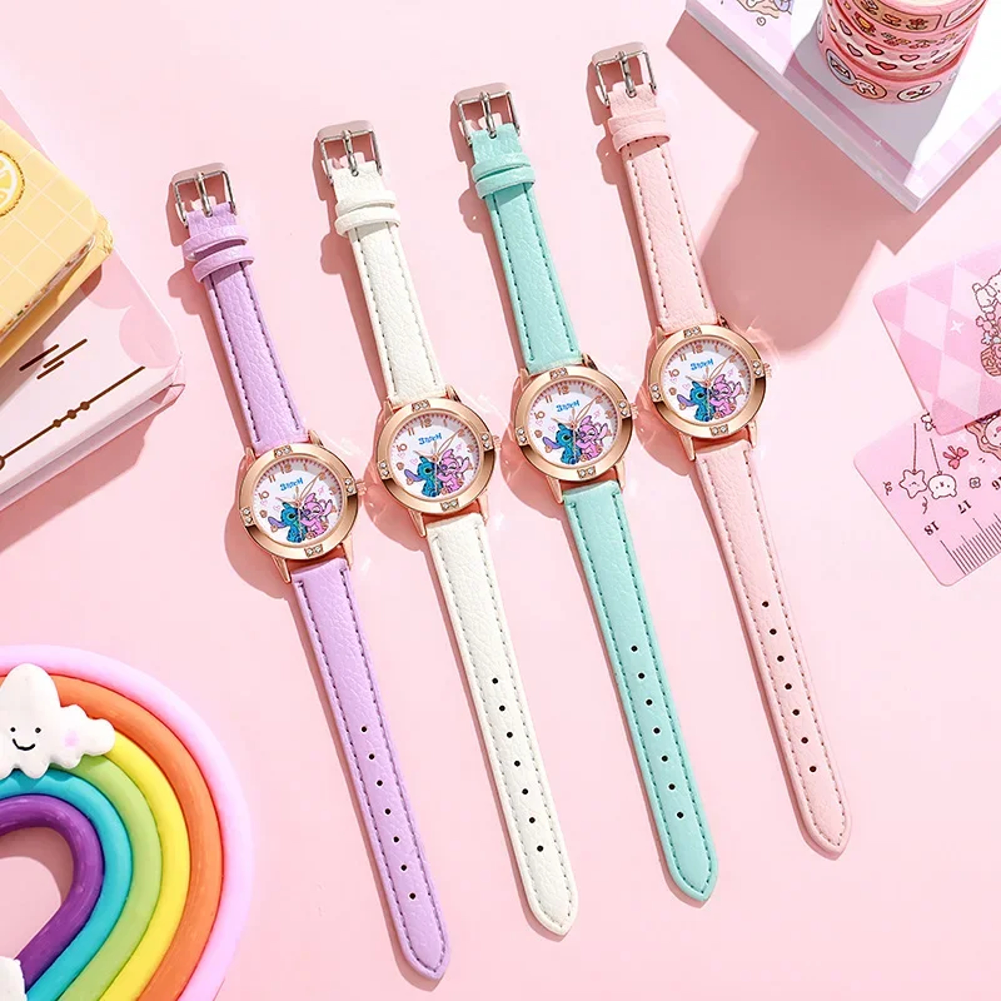 Stitch Quartz Watch For Kids Disney Childrens Watch With Imitation Diamond Belt 3