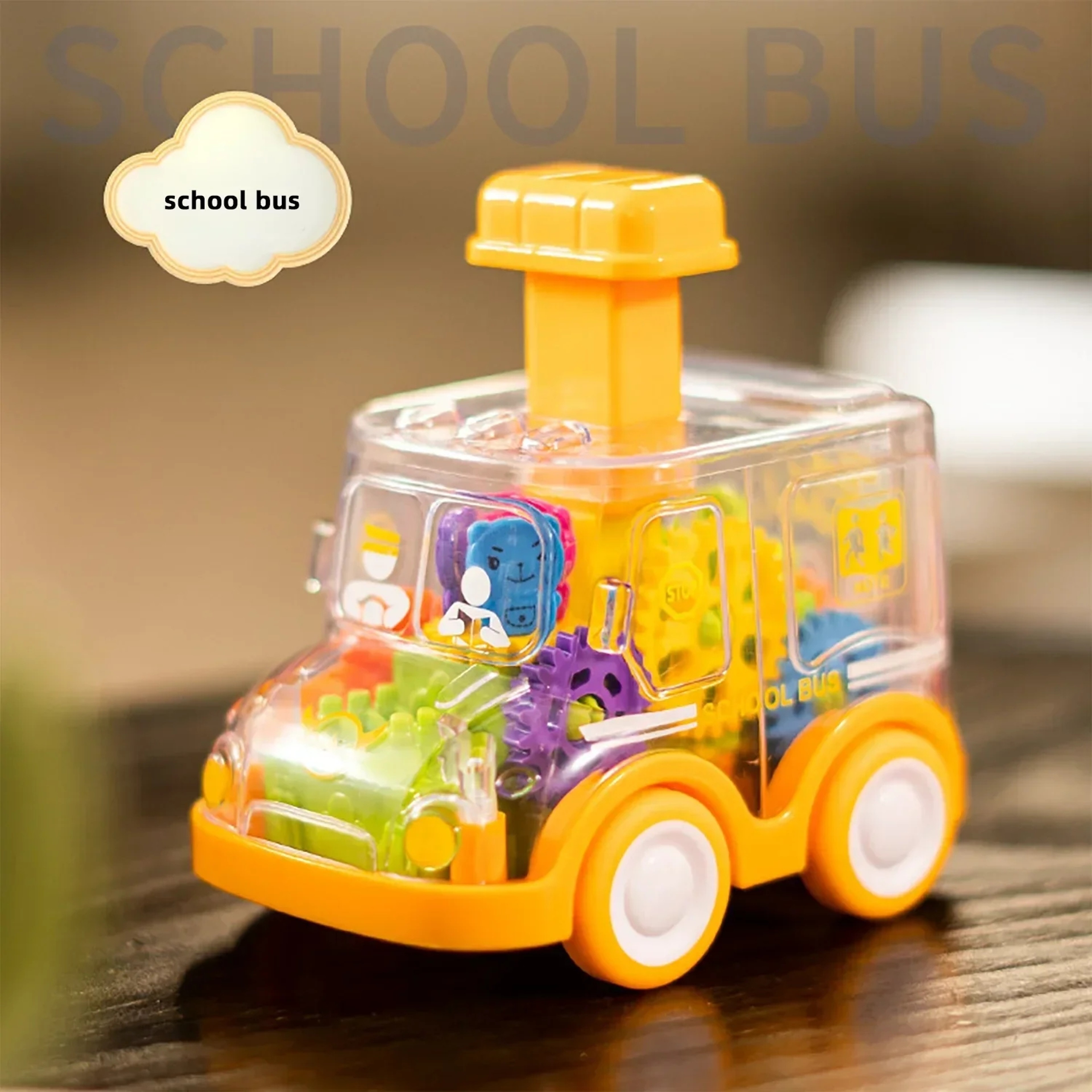 Pullback Transparent Baby Toy Cartoon Press Gear Car Inertia Rebound Car Birthday Gifts For Kids Bo 6