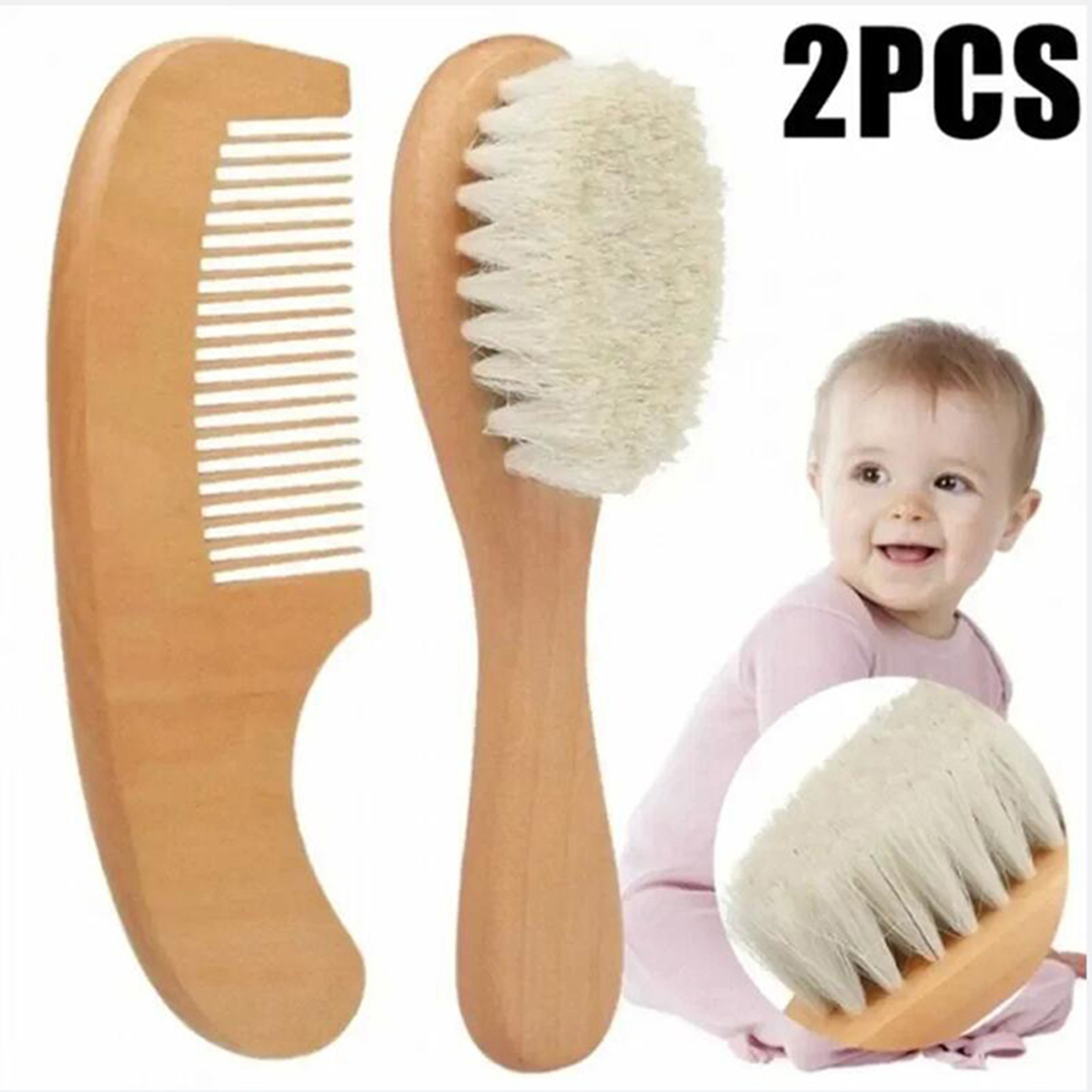Baby Hair Soothing Comb Beech Soft Wool Wood Brush Baby Care Set Newborn Massager Baby Shower Gift 5